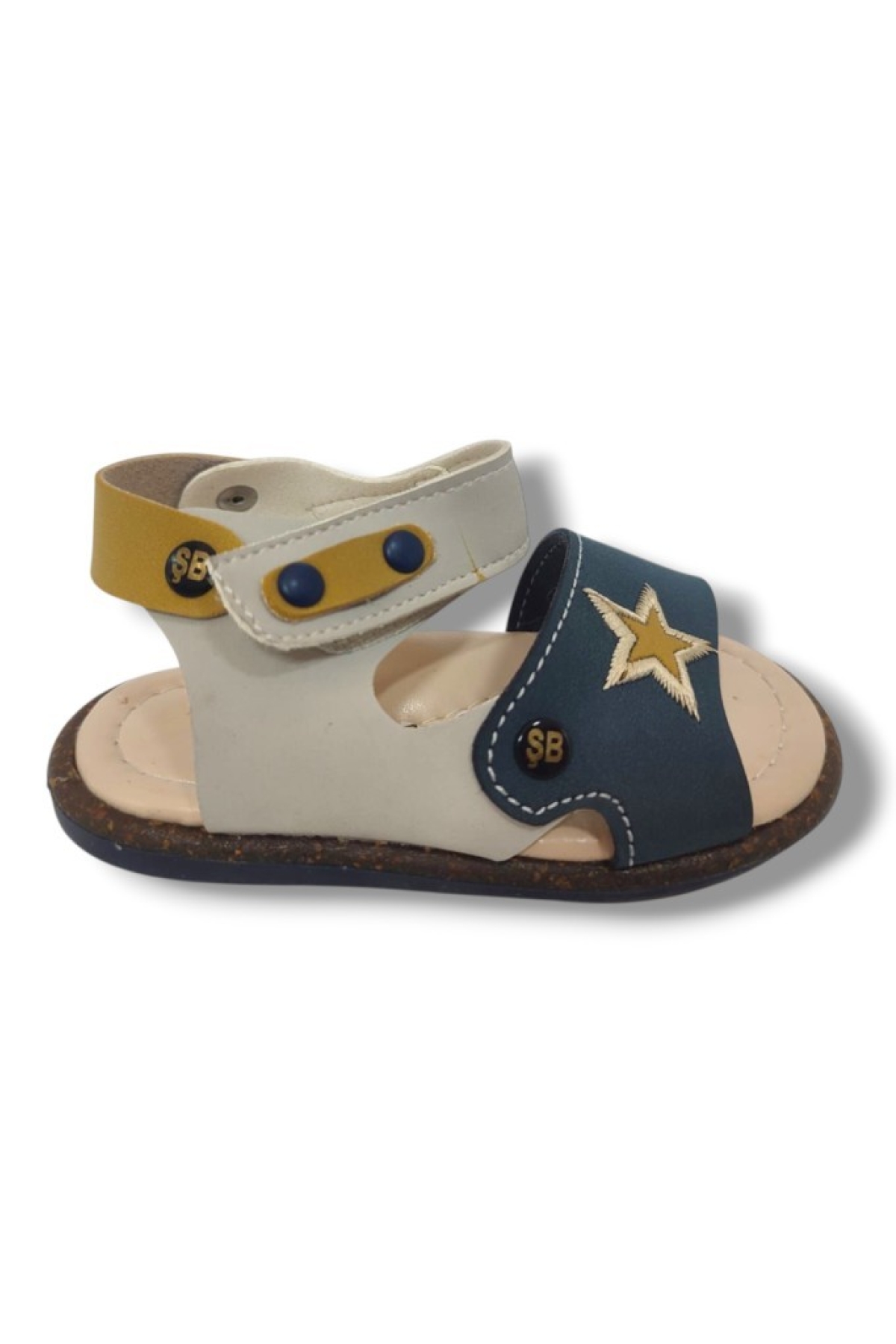 Şirinbebe 1551-20 Anatomik Yıldız Desen Cirtli Erkek Çocuk Sandalet Sari Gri 21-25 - Görsel 3