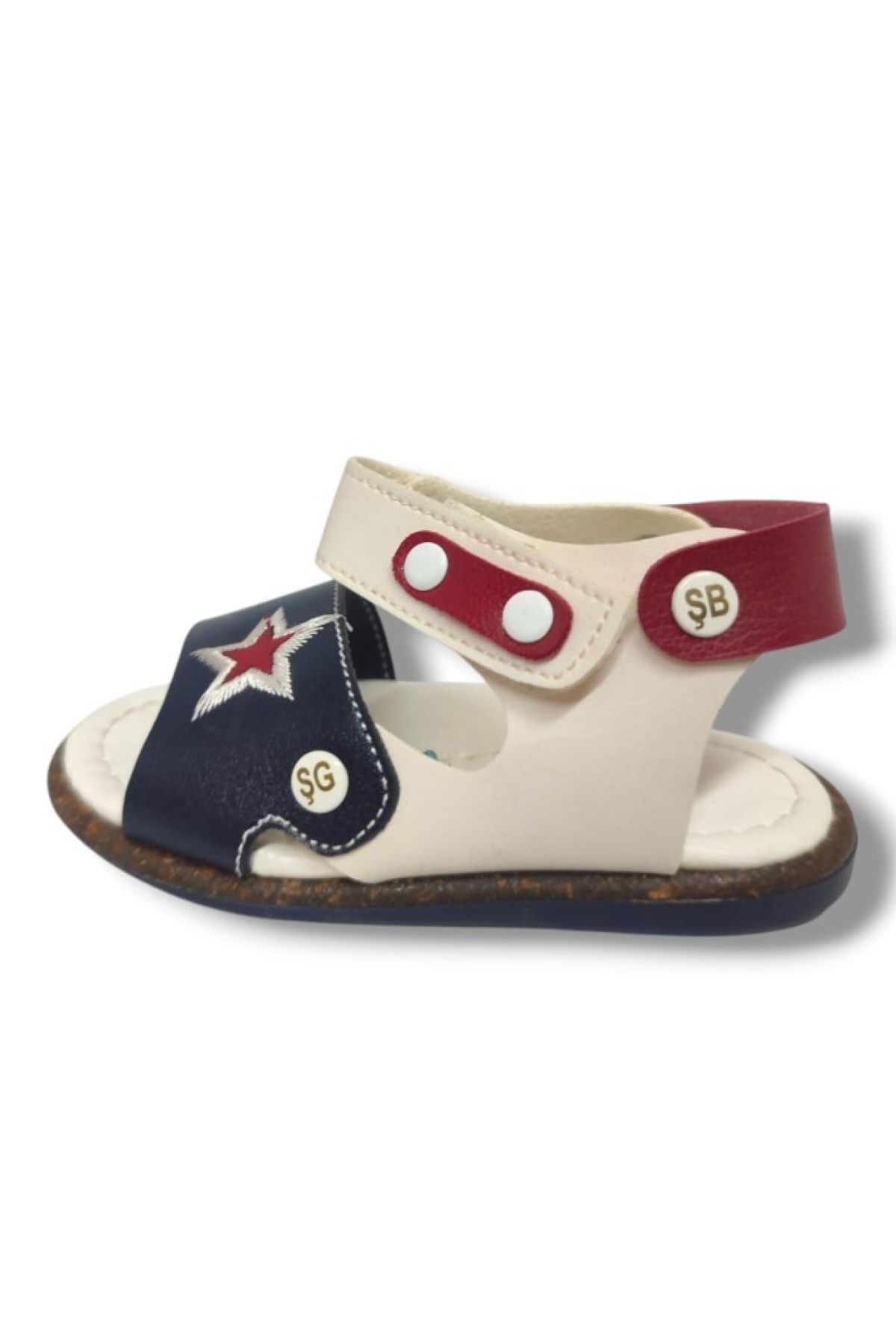 Şirinbebe 1550-20 Anatomik Yıldız Desen Cirtli Erkek Çocuk Sandalet Lacivert Beyaz 21-25 - Görsel 4