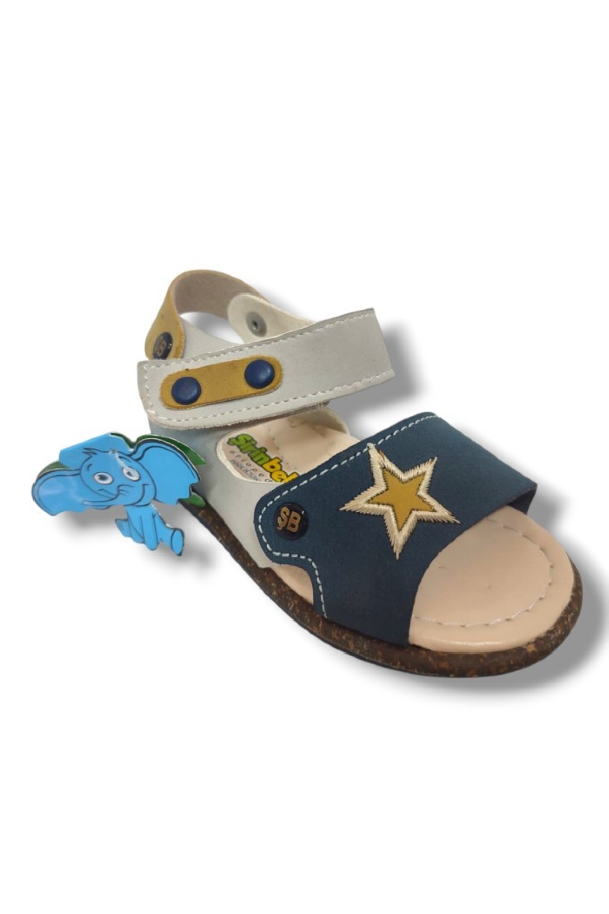 Şirinbebe 1553-20 Anatomik Yıldız Desen Cirtli Bebek Erkek Çocuk Sandalet Sari Gri 18-20 - Görsel 2