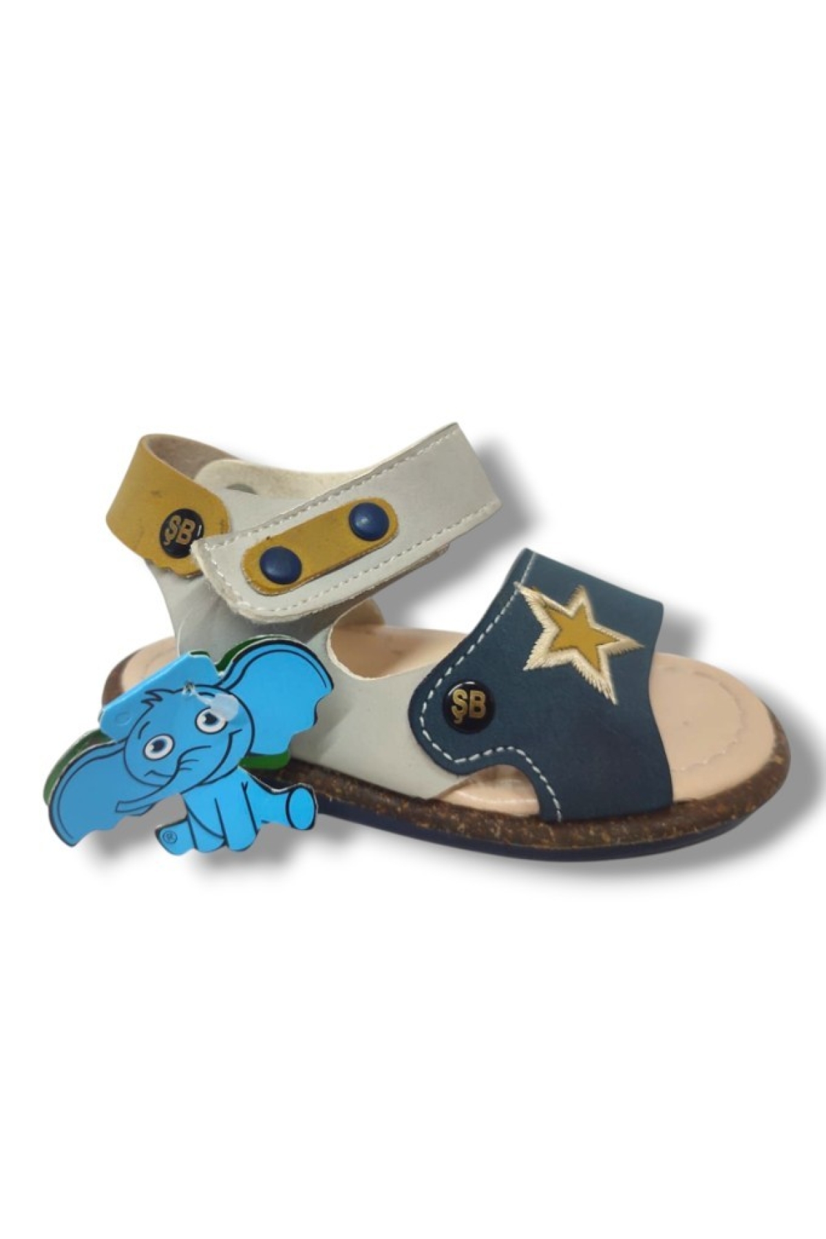 Şirinbebe 1553-20 Anatomik Yıldız Desen Cirtli Bebek Erkek Çocuk Sandalet Sari Gri 18-20 - Görsel 3