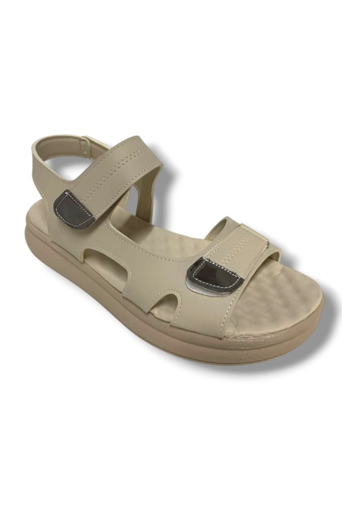 Şanzelize K401-25 Deri Anatomik Cırt Bantlı Kadın Sandalet - Görsel 2