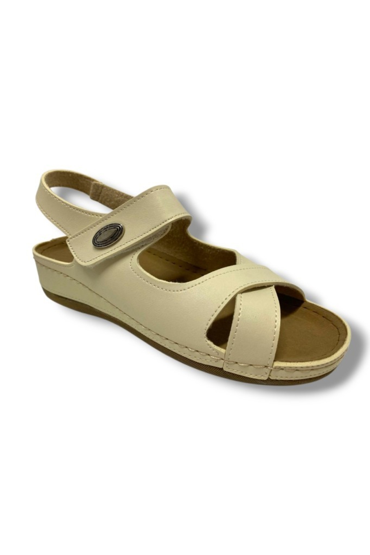5955-25 Deri Anatomik Çapraz Bant Kadın Sandalet - Görsel 2