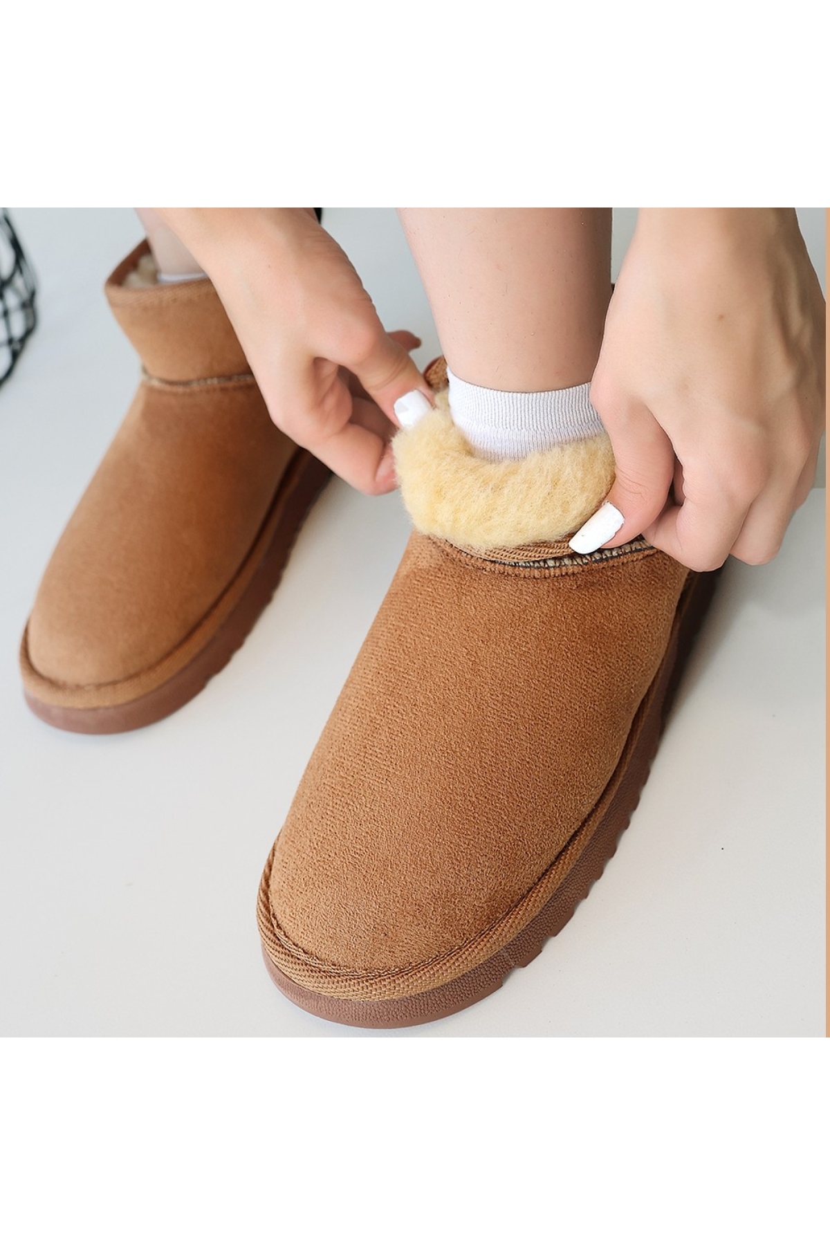 Taba Süet Kadın Düz Bot - Görsel 5