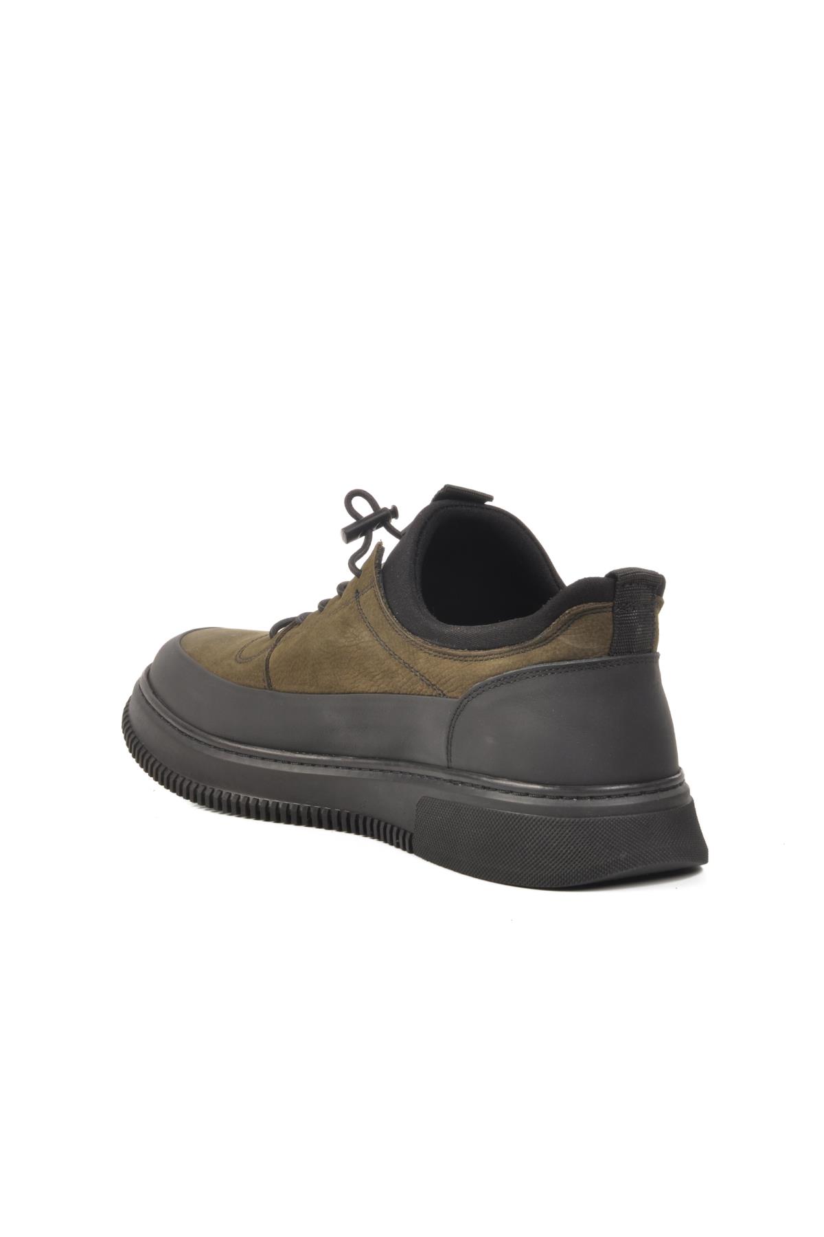 4K9824 Siyah-Haki Hakiki Deri Erkek Günlük Ayakkabı - Görsel 5