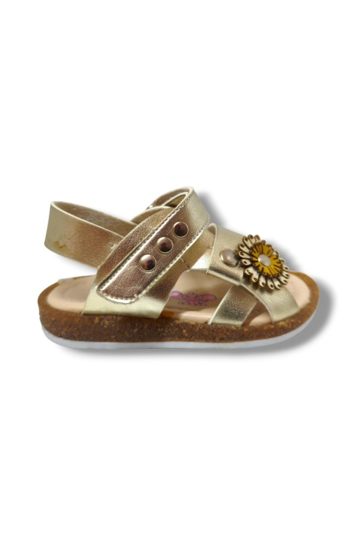 Şirinbebe 3027-20 Yan Çiçekli Cırtlı Kız Çocuk Sandalet 21-25 - Görsel 3