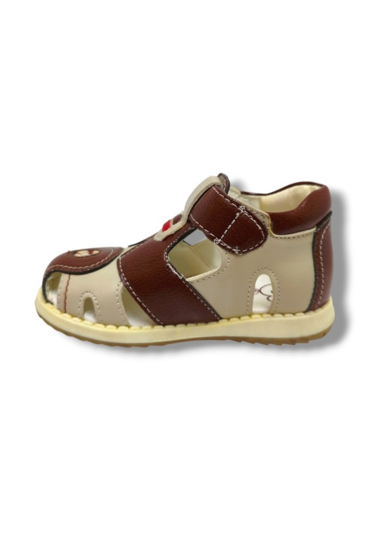 3007-20 Önü Kapali Çapa Cırtli Erkek Çocuk Sandalet Kahverngi Bej 21-25 - Görsel 4
