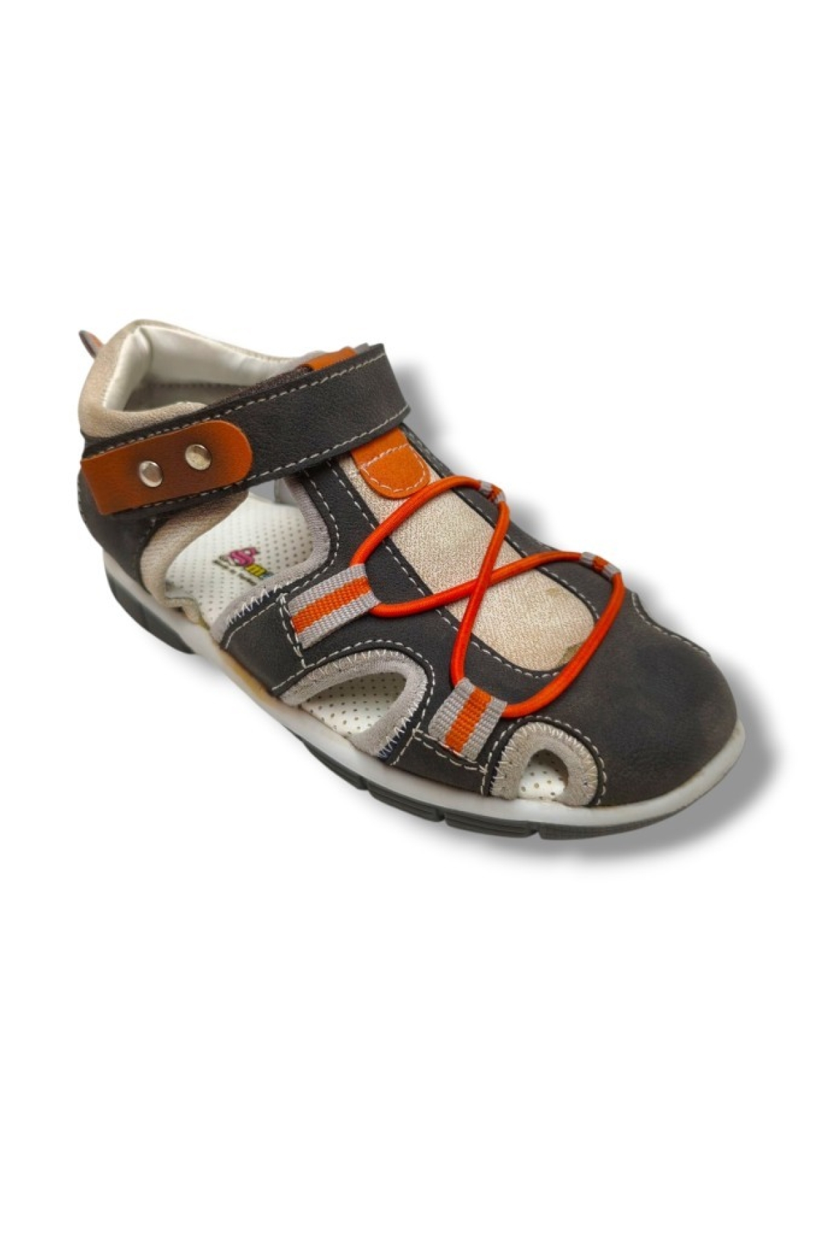 Smallfootss 3012-20 Cırtlı Erkek Çocuk Sandalet Füme Turuncu 21-25 - Görsel 2