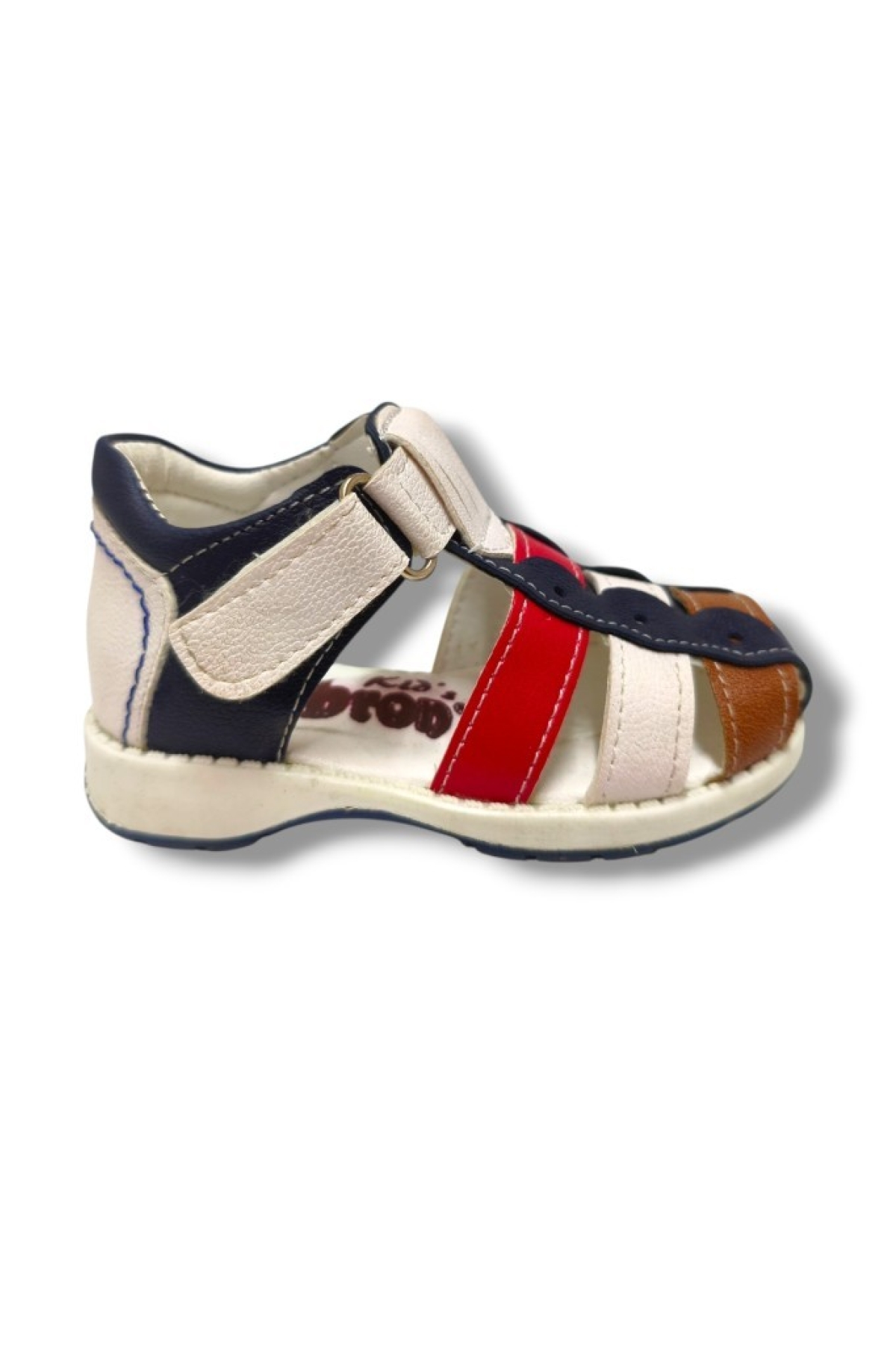 3014-20 Anatomik Önü Kapali 3 Şeritli Erkek Çocuk Sandalet Lacivert Kırmızı 18-20 - Görsel 3
