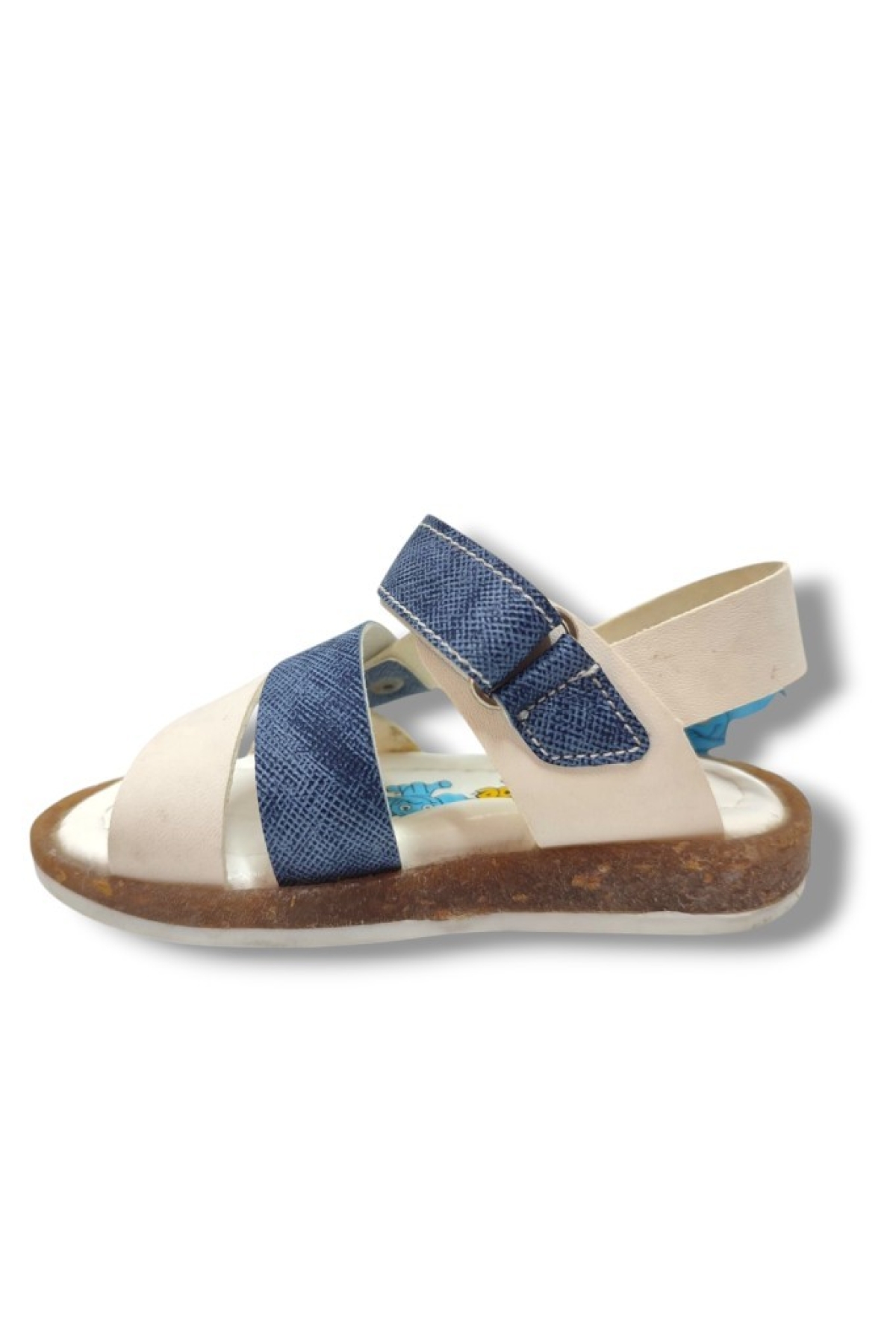 Şirinbebe 1719-20 Anatomik 3 Bant Kemer Tokalı Erkek Çocuk Sandalet Beyaz Mavi 21-25 - Görsel 4