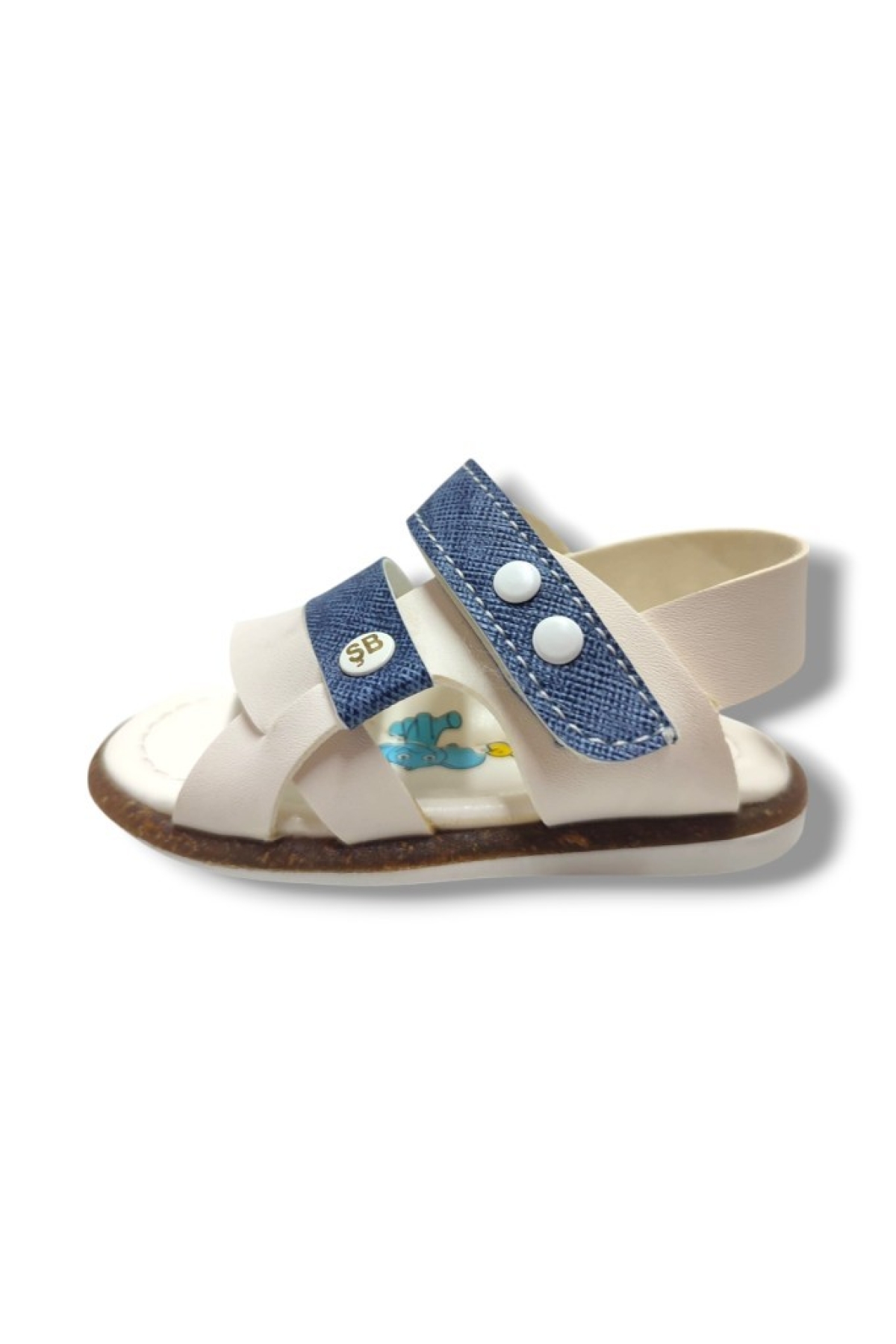 Şirinbebe 1733-20 Anatomik 3 Bant Erkek Çocuk Sandalet Beyaz Mavi 18-20 - Görsel 3