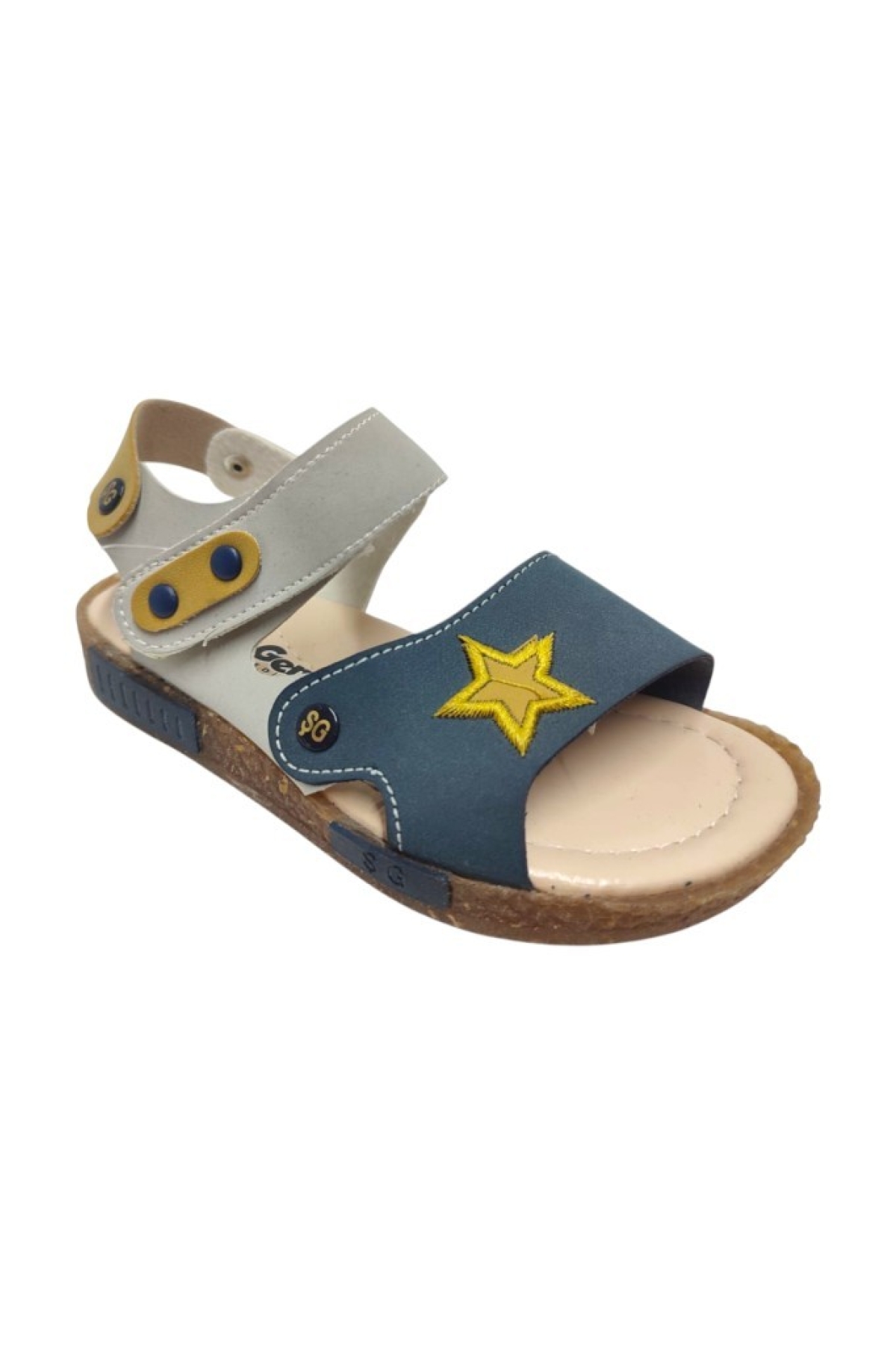 Şirinbebe 1707-20 Anatomik Yıldız Desen Cirtli Erkek Çocuk Sandalet Lacivert Gri 26-30 - Görsel 2