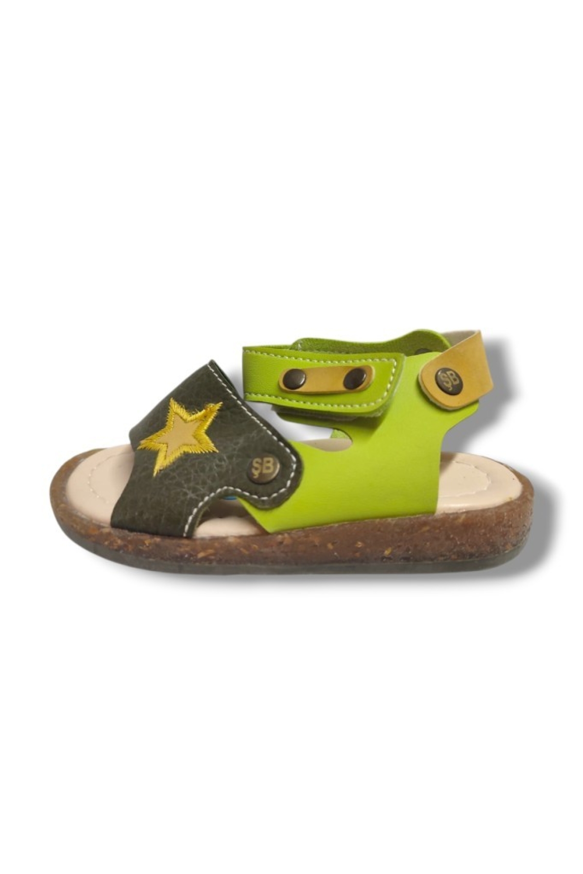 Şirinbebe 1663-20 Anatomik Yıldız Desen Cirtli Erkek Çocuk Sandalet Haki Yeşil 21-25 - Görsel 3