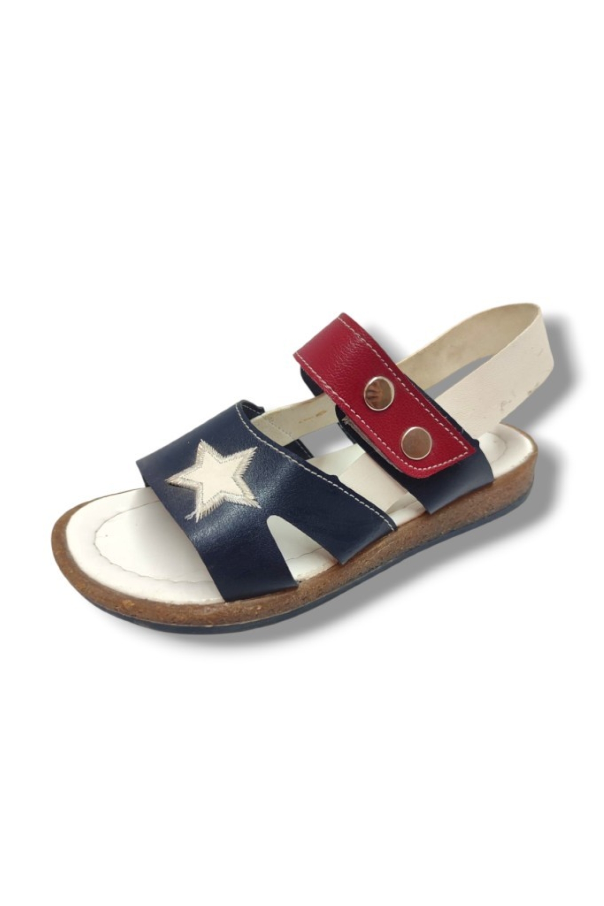 Şiringenç 1680-20 Anatomik Yıldız Desen Cırtlı Erkek Çocuk Sandalet Lacivert Beyaz 31-36 - Görsel 2