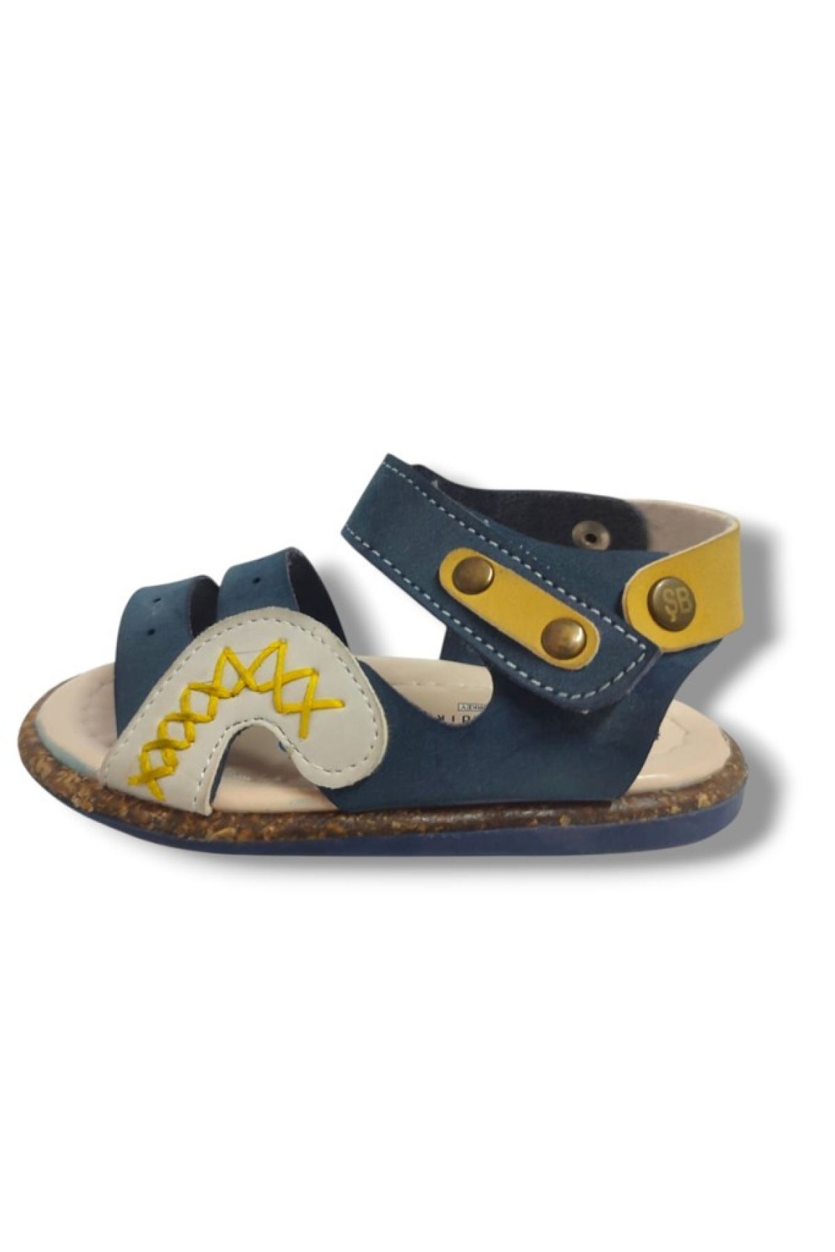 Şirinbebe 1641-20 Anatomik Dikiş Cırtlı Erkek Çocuk Sandalet Lacivert Sarı 21-25 - Görsel 3
