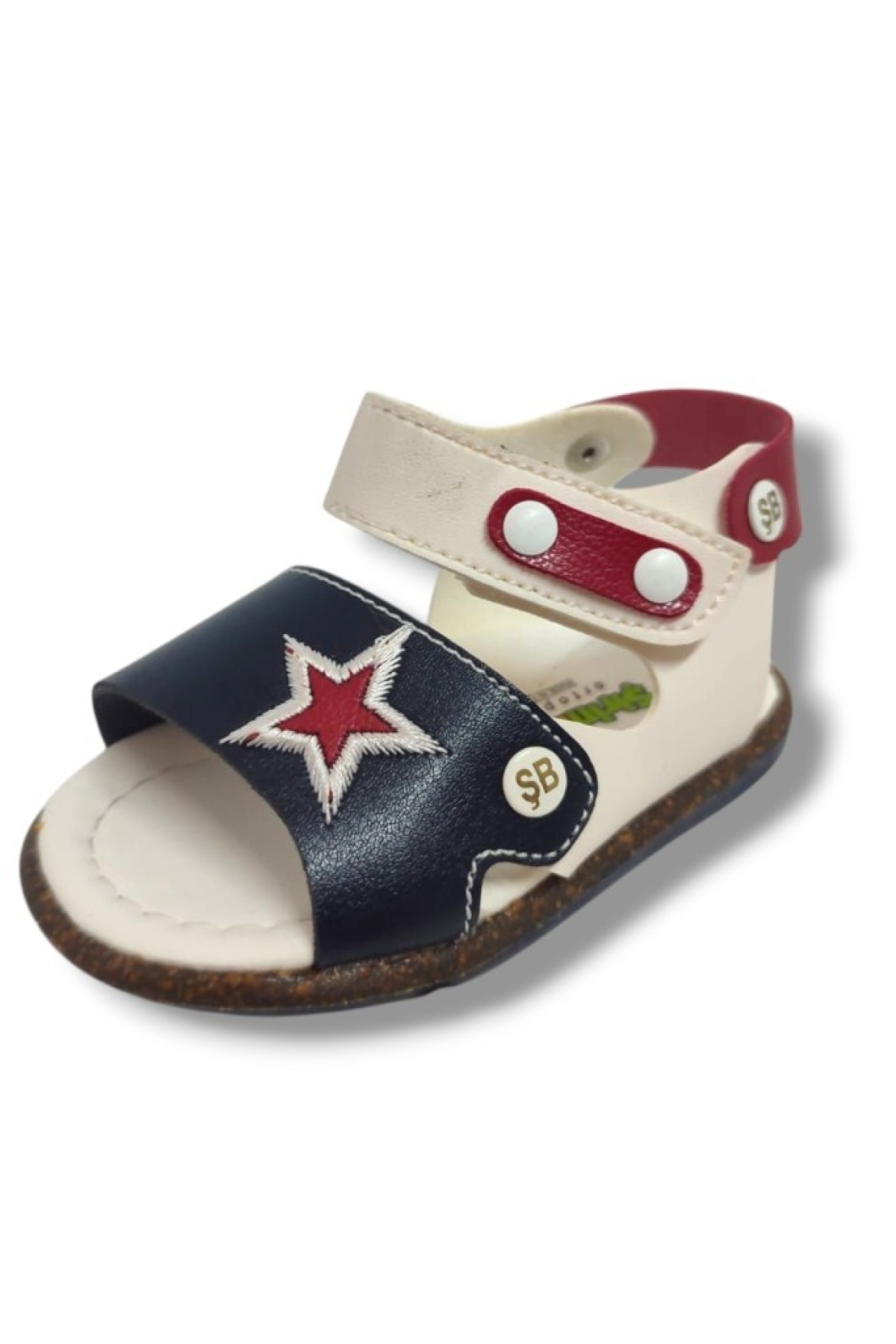Şirinbebe 1643-20 Anatomik Yıldız Desen Cırtlı Erkek Çocuk Sandalet Lacivert Beyaz 18-20 - Görsel 2