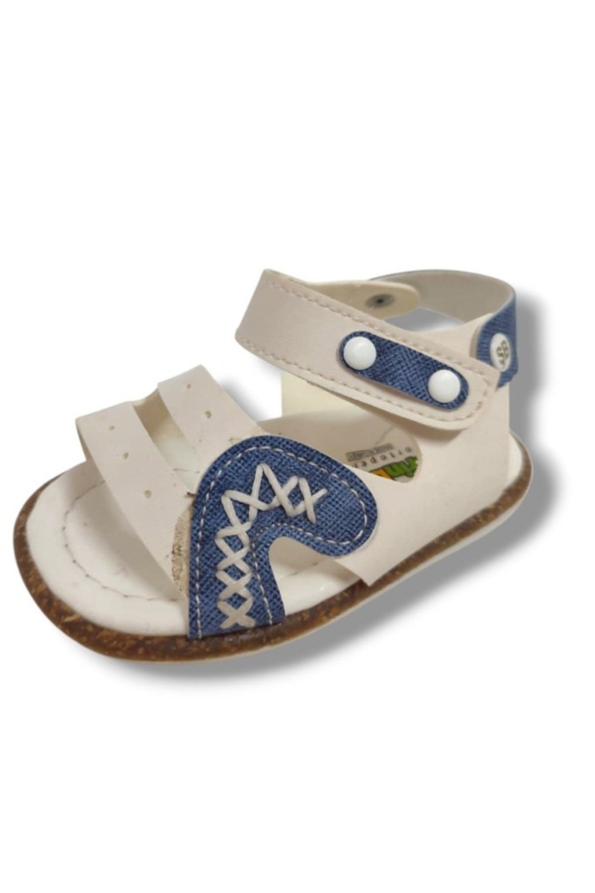 Şirinbebe 1640-20 Anatomik Dikiş Cırtlı Erkek Çocuk Sandalet Beyaz Mavi 18-20 - Görsel 2