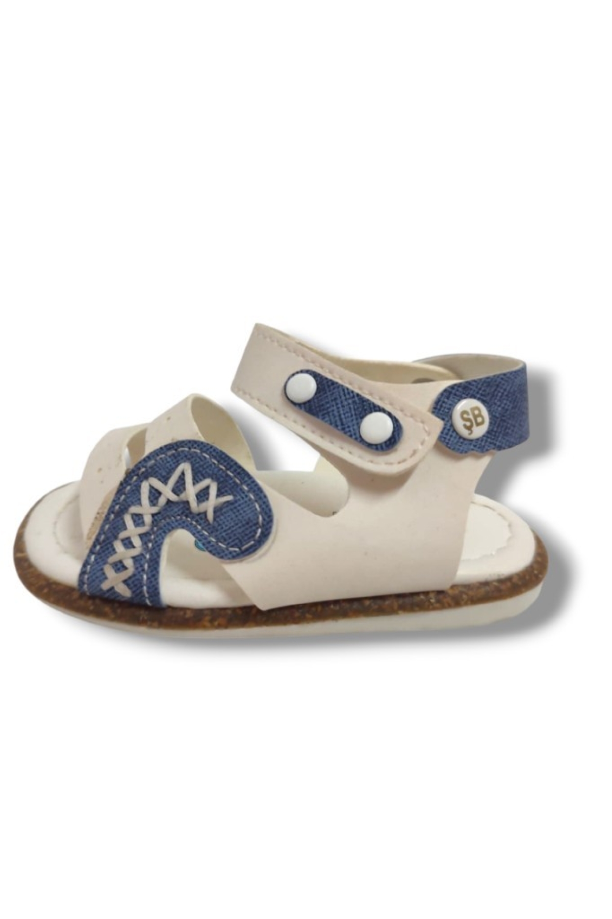 Şirinbebe 1640-20 Anatomik Dikiş Cırtlı Erkek Çocuk Sandalet Beyaz Mavi 18-20 - Görsel 3