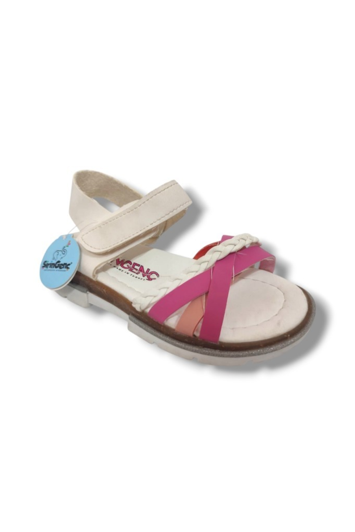 Şiringenç 1618-20 Çapraz Örgü Şerit Kız Çocuk Sandalet Beyaz Pembe 26-30 - Görsel 2