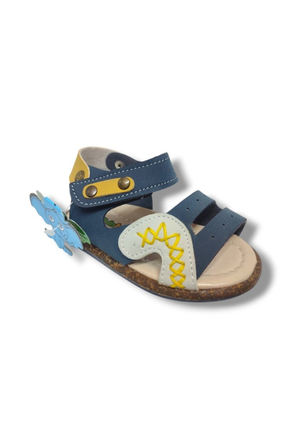 Şirinbebe 1629-20 Anatomik Dikiş Cırtlı Bebek Erkek Sandalet Lacivert Sarı18-20 - Görsel 2