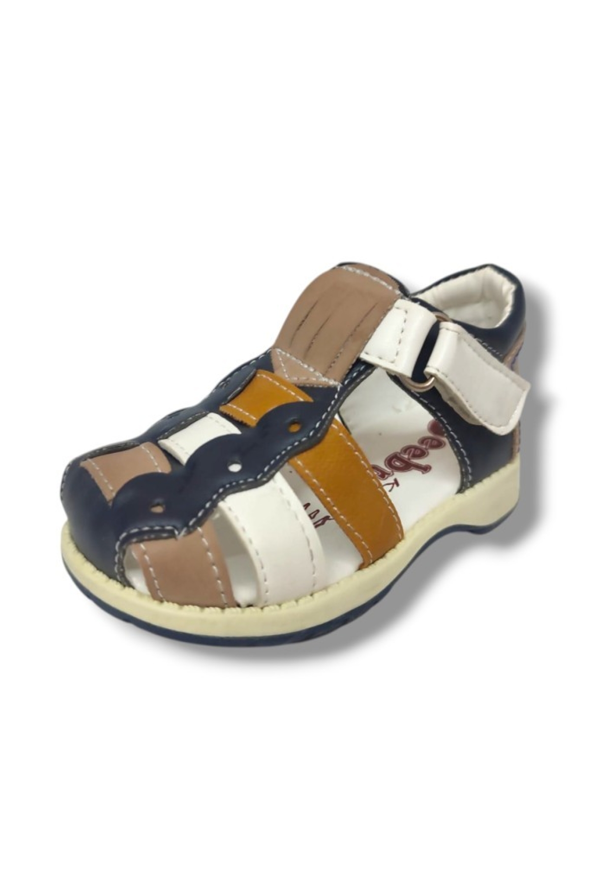 Şirinbebe1609-20 Anatomik Çift Bant Çicekli Kız Çocuk Sandalet Sarı Beyaz 21-25 - Görsel 2