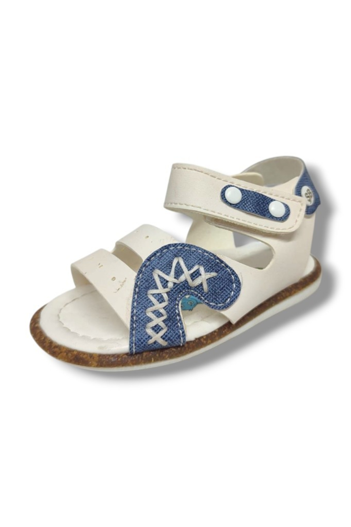 Şirinbebe 1568-20 Anatomik Dikiş Çirtli Erkek Çocuk Sandalet Beyaz Mavi 21-25 - Görsel 2