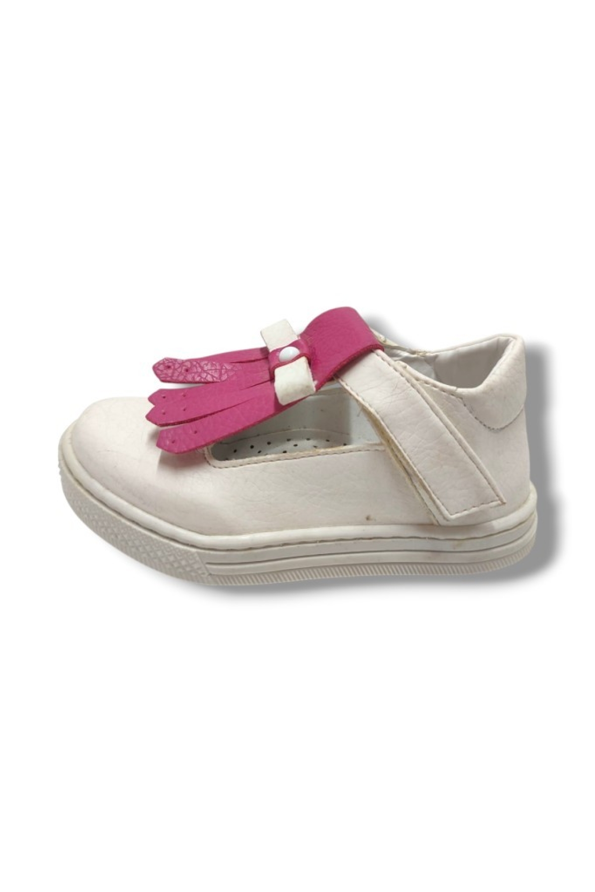 Şirinbebe 1729-20 Deri Püsküllü Kız Çocuk Sandalet Beyaz Pembe 21-25 - Görsel 3