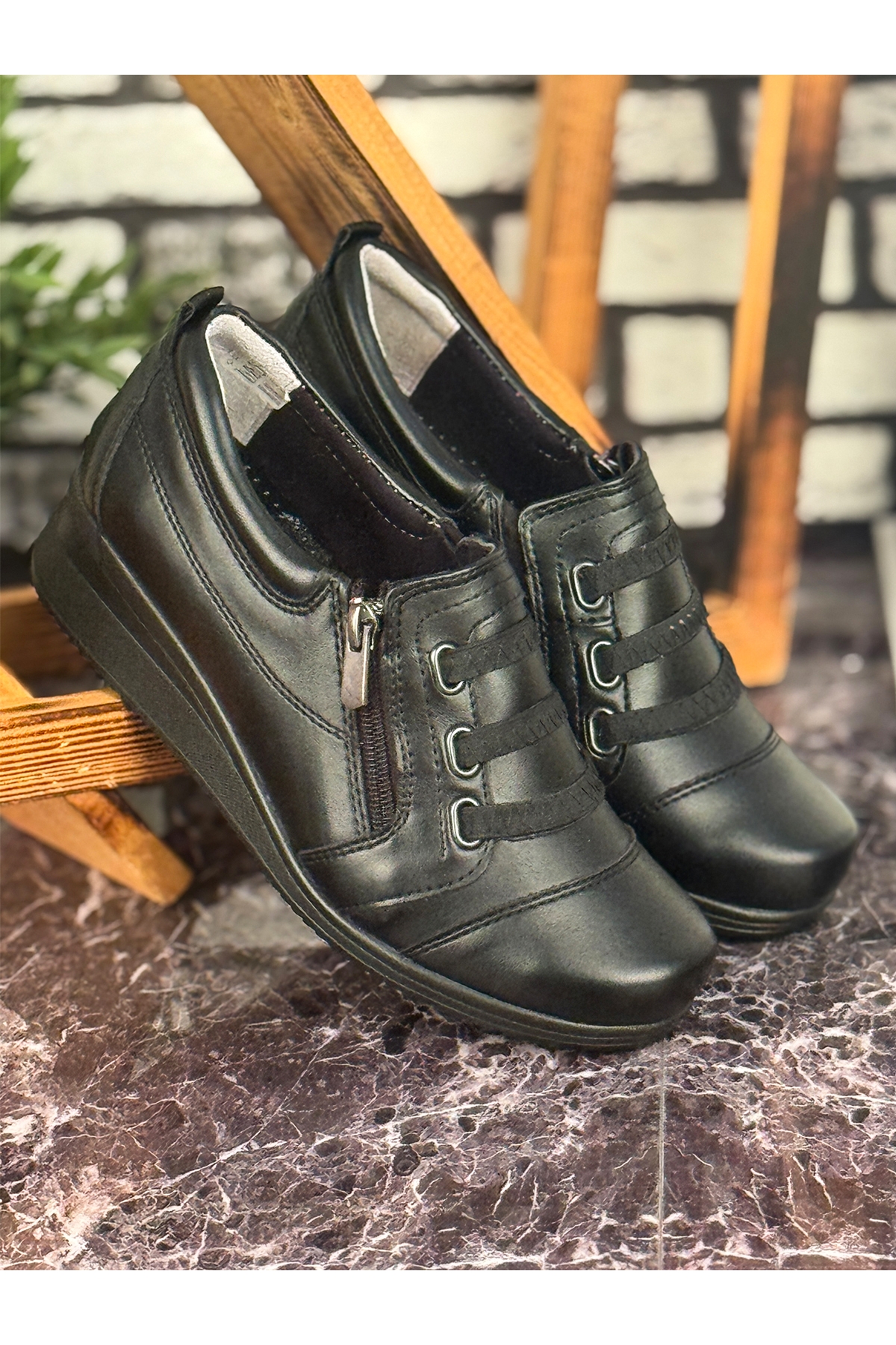 E17 Günlük Hafif Mevsimlik Rahat Kadın Anne Ayakkabı Siyah - Görsel 3