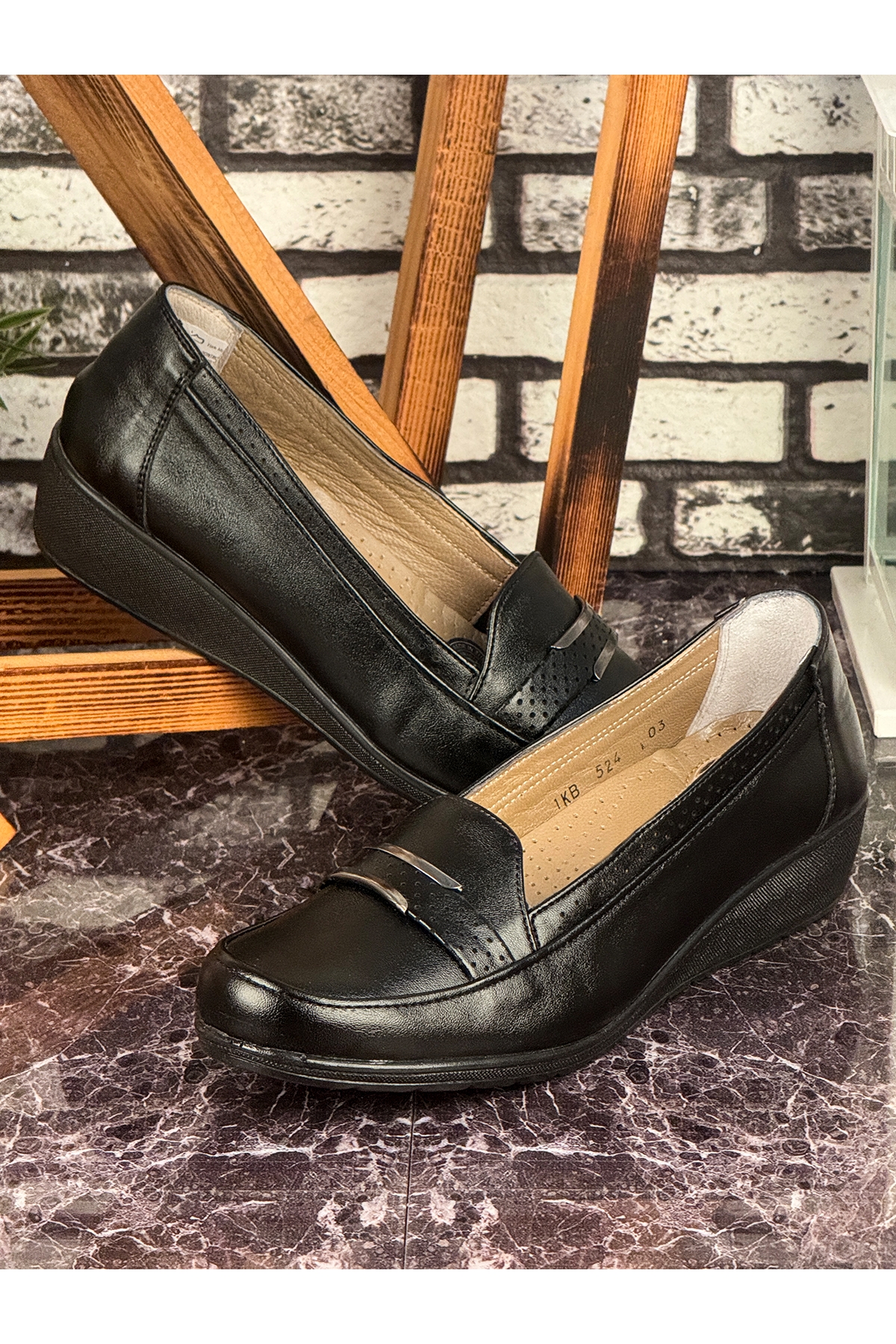 E14 Günlük Hafif Mevsimlik Rahat Kadın Anne Ayakkabı Siyah - Görsel 2