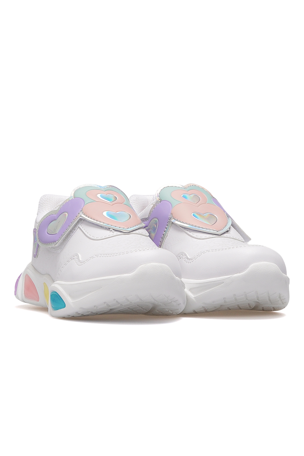 Lovely Kız Çocuk Işıklı Hafif Sneaker Spor Ayakkabı 25k 346.234 Pk Beyaz - Görsel 6