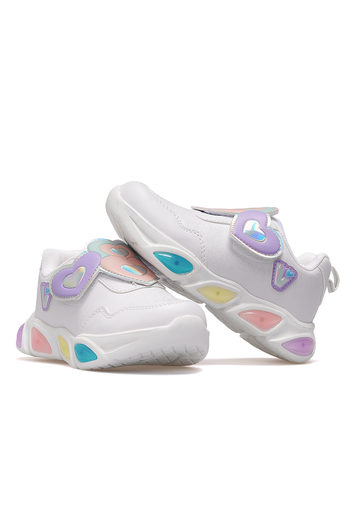 Lovely Kız Çocuk Işıklı Hafif Sneaker Spor Ayakkabı 25k 346.234 Pk Beyaz - Görsel 7