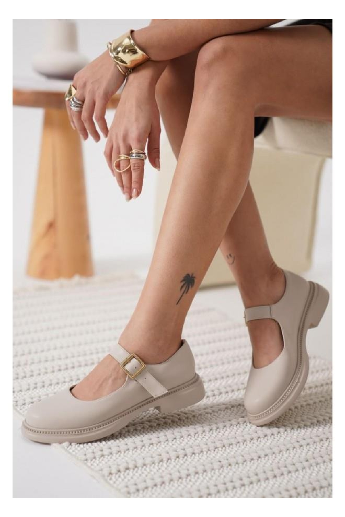 Bej Tokalı Kadın Günlük Ayakkabı - Görsel 3