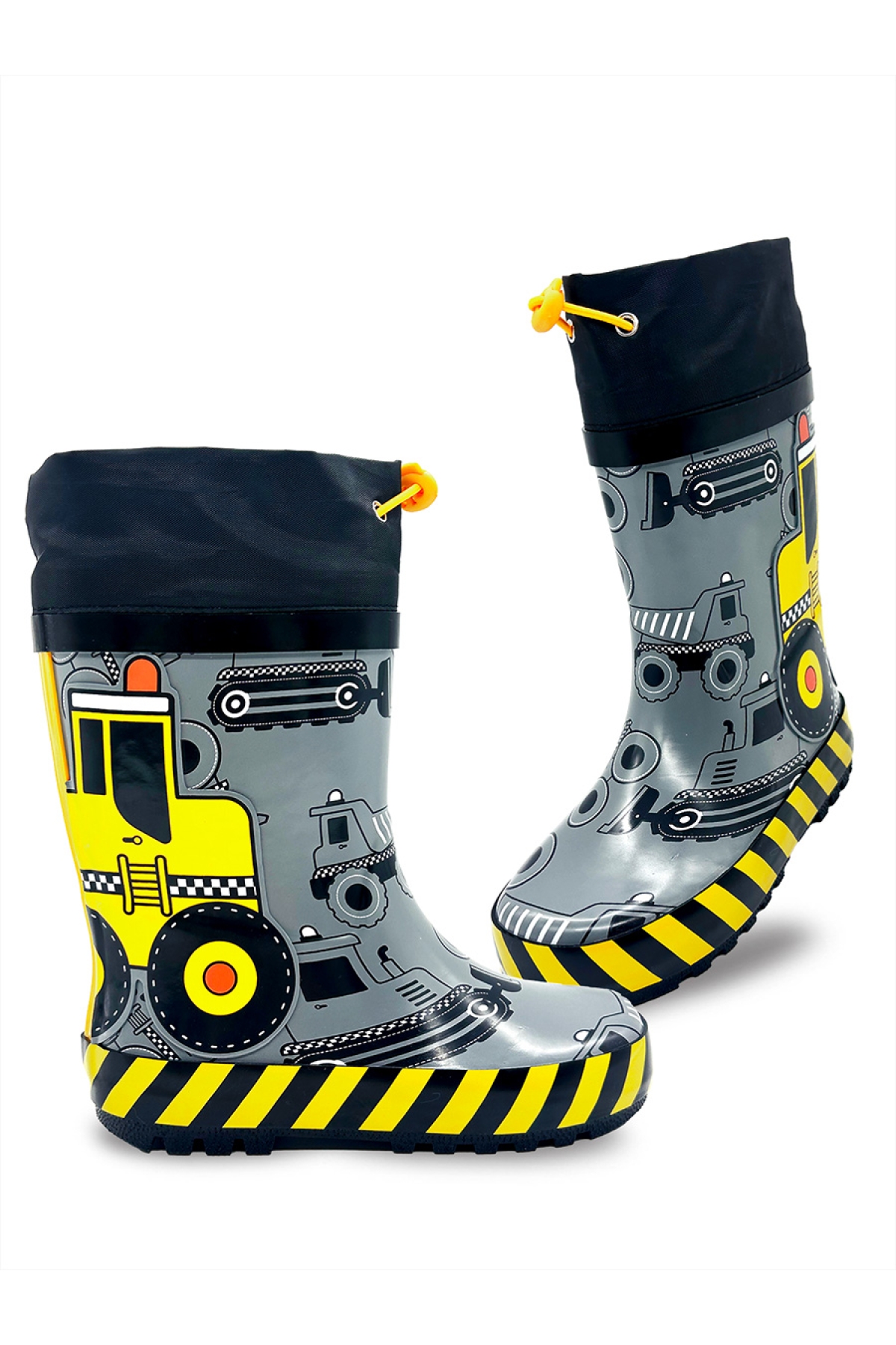 İnşaat Araçları Erkek Çocuk Gri Yağmur Botu - Görsel 5