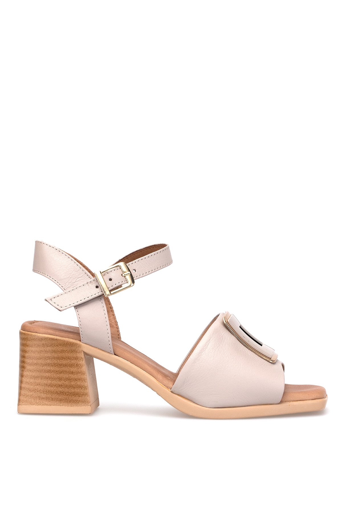 Elit Brk488 Kadın Hakiki Deri Klasik Topuklu Ayakkabı Vizon - Görsel 2