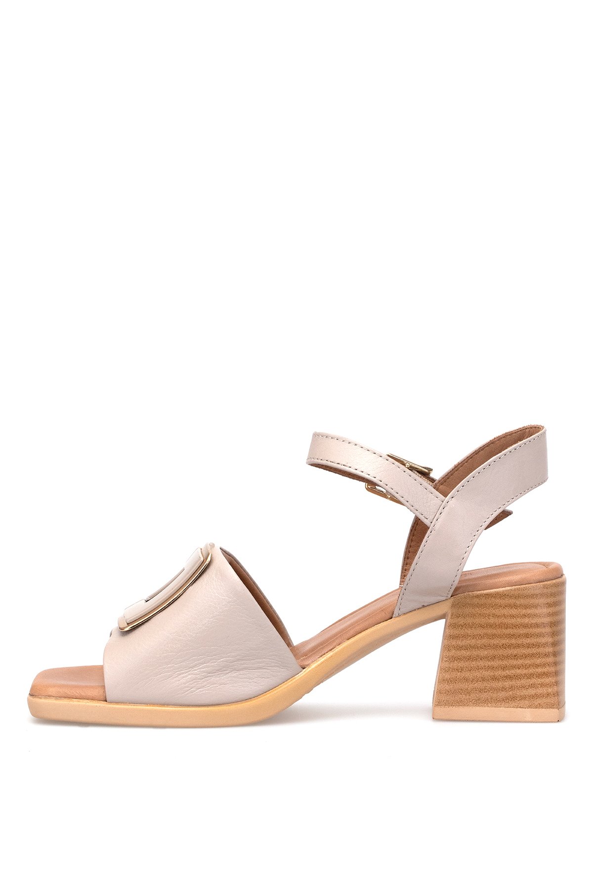 Elit Brk488 Kadın Hakiki Deri Klasik Topuklu Ayakkabı Vizon - Görsel 4