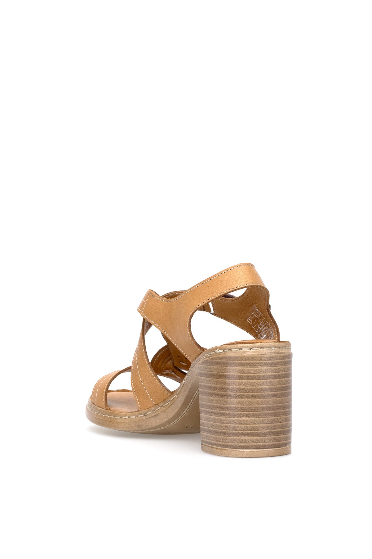 D25YS-2505 Kadın Hakiki Deri Topuklu Sandalet Taba - Görsel 5