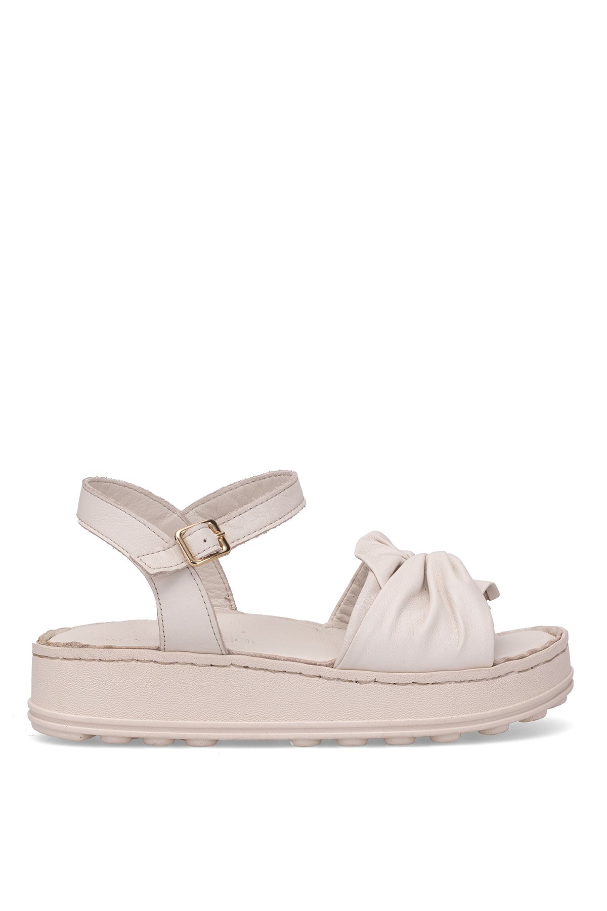 D25YS-2595 Kadın Hakiki Deri Düz Sandalet Kemik - Görsel 2