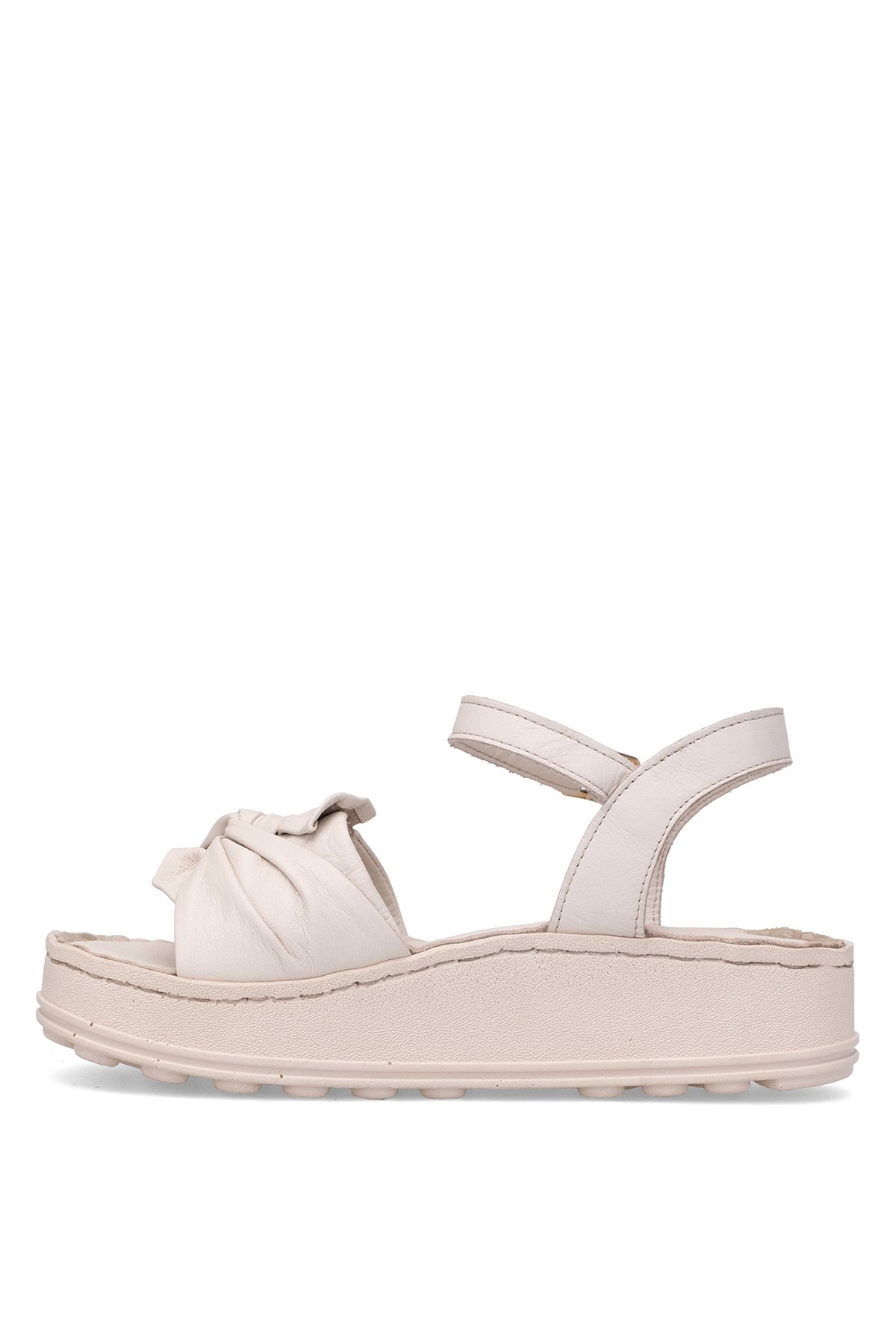 D25YS-2595 Kadın Hakiki Deri Düz Sandalet Kemik - Görsel 4