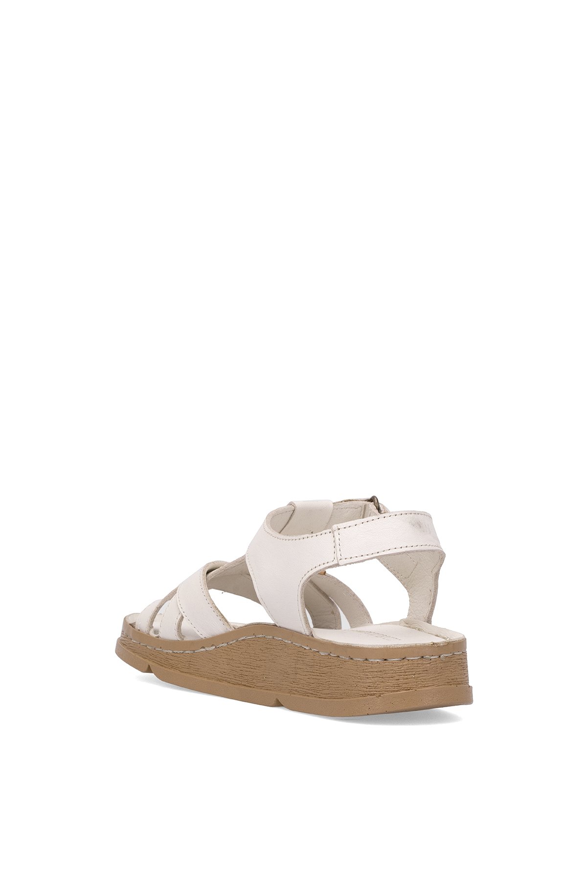 D25YS-2440 Kadın Hakiki Deri Düz Sandalet Kemik - Görsel 5