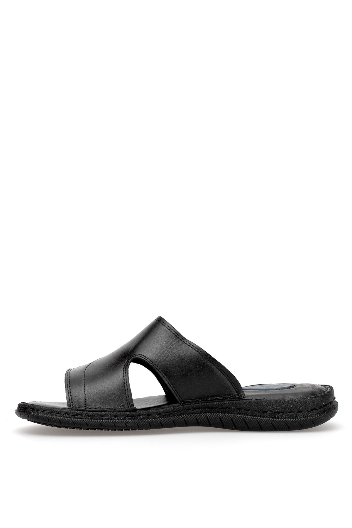 Elit SLEDU08B Erkek Hakiki Deri Düz Terlik Siyah - Görsel 4