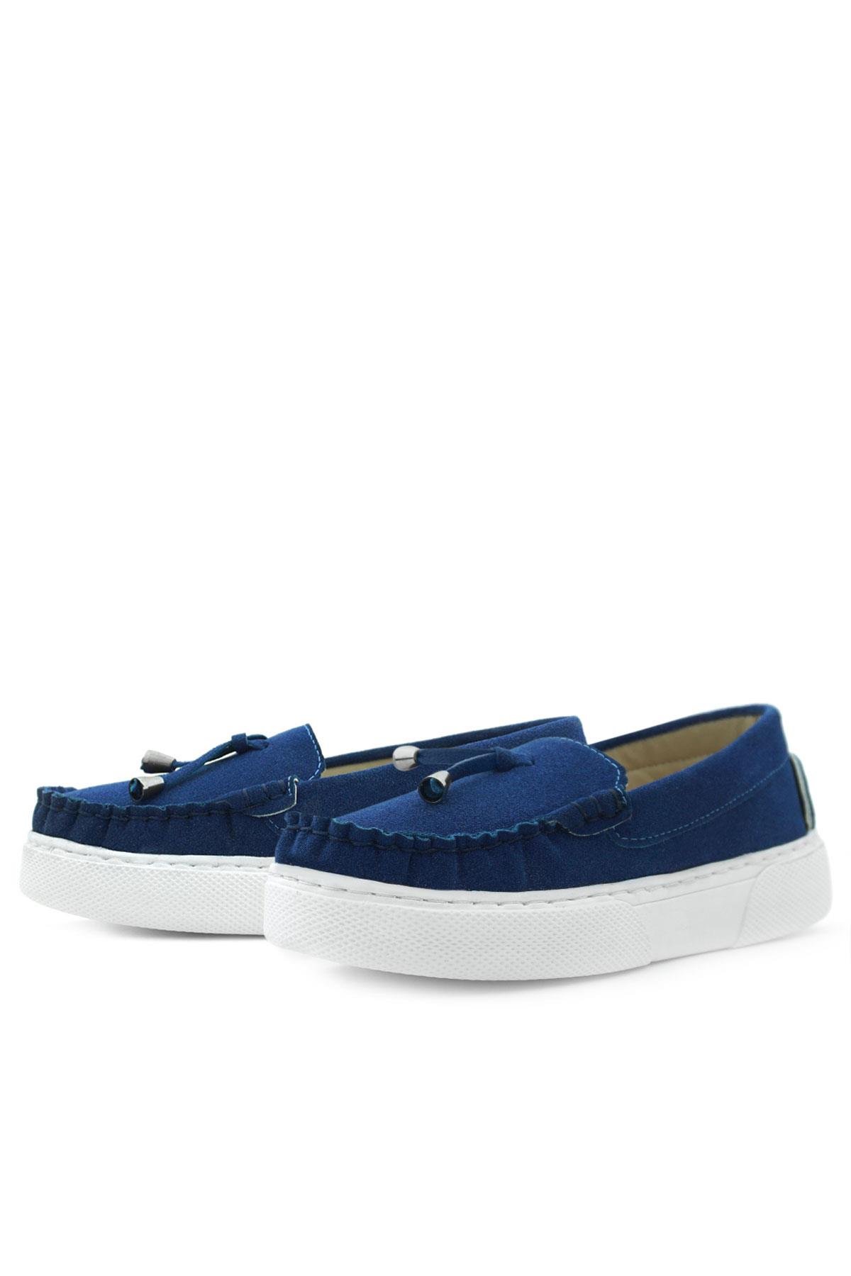 Saks Mavi Süet Ekstra Hafif Çocuk Makosen Ayakkabı - Görsel 6