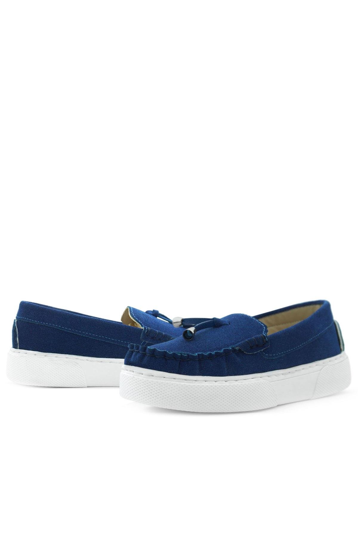 Saks Mavi Süet Ekstra Hafif Çocuk Makosen Ayakkabı - Görsel 8