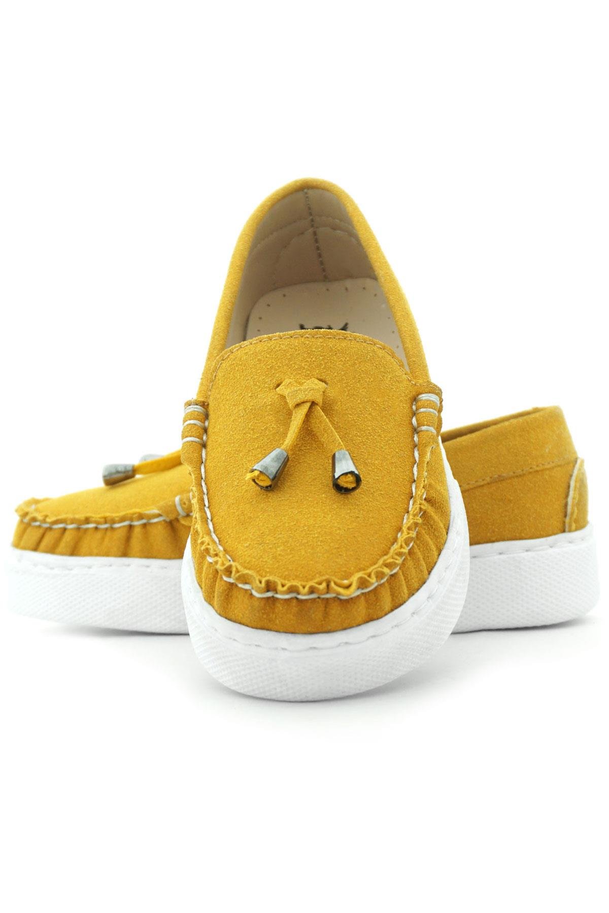 Sarı Süet Ekstra Hafif Çocuk Makosen Ayakkabı - Görsel 9