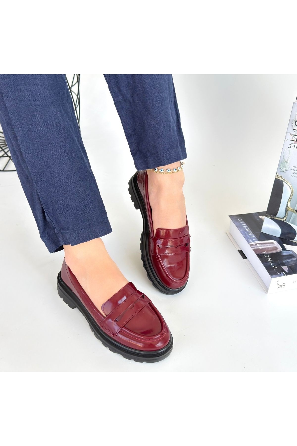Bordo Rugan Kadın Günlük Ayakkabı - Görsel 5