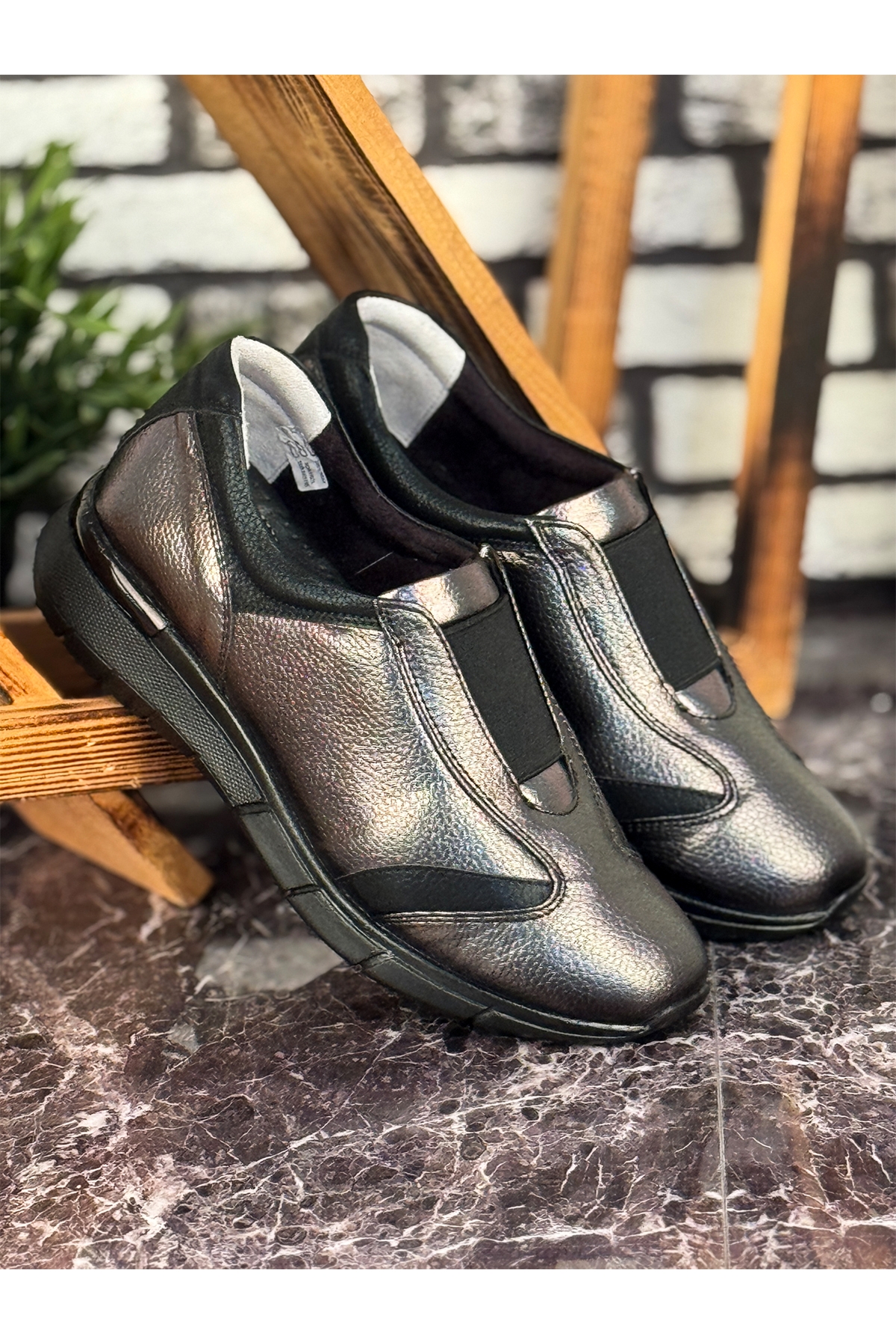 E19 Günlük Hafif Mevsimlik Rahat Kadın Anne Ayakkabı Platin - Görsel 3