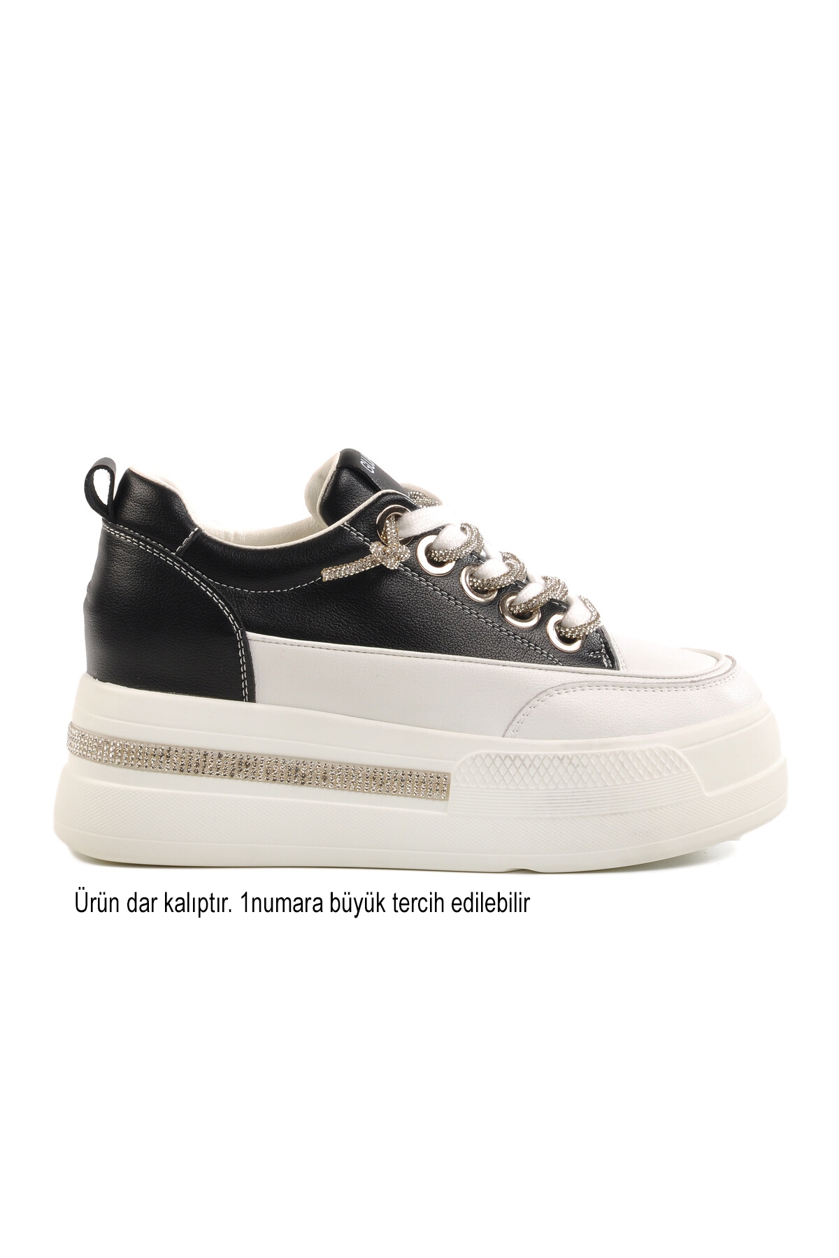 Siyah Yüksek Taban Kadın Sneaker 25Y492 Z DAR KALIP - Görsel 3