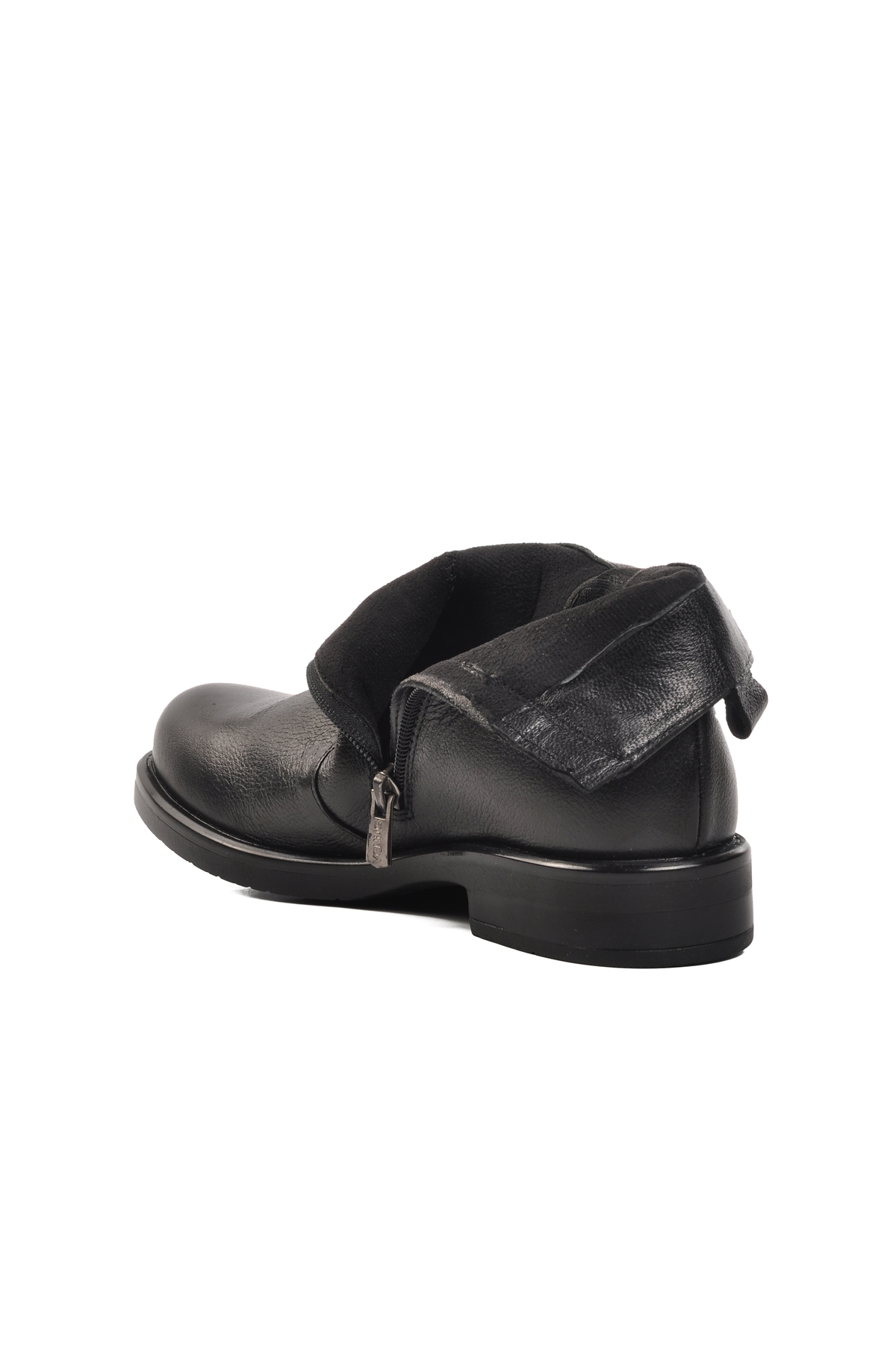 Siyah Hakiki Deri Fermuarlı Kadın Bot - Görsel 5