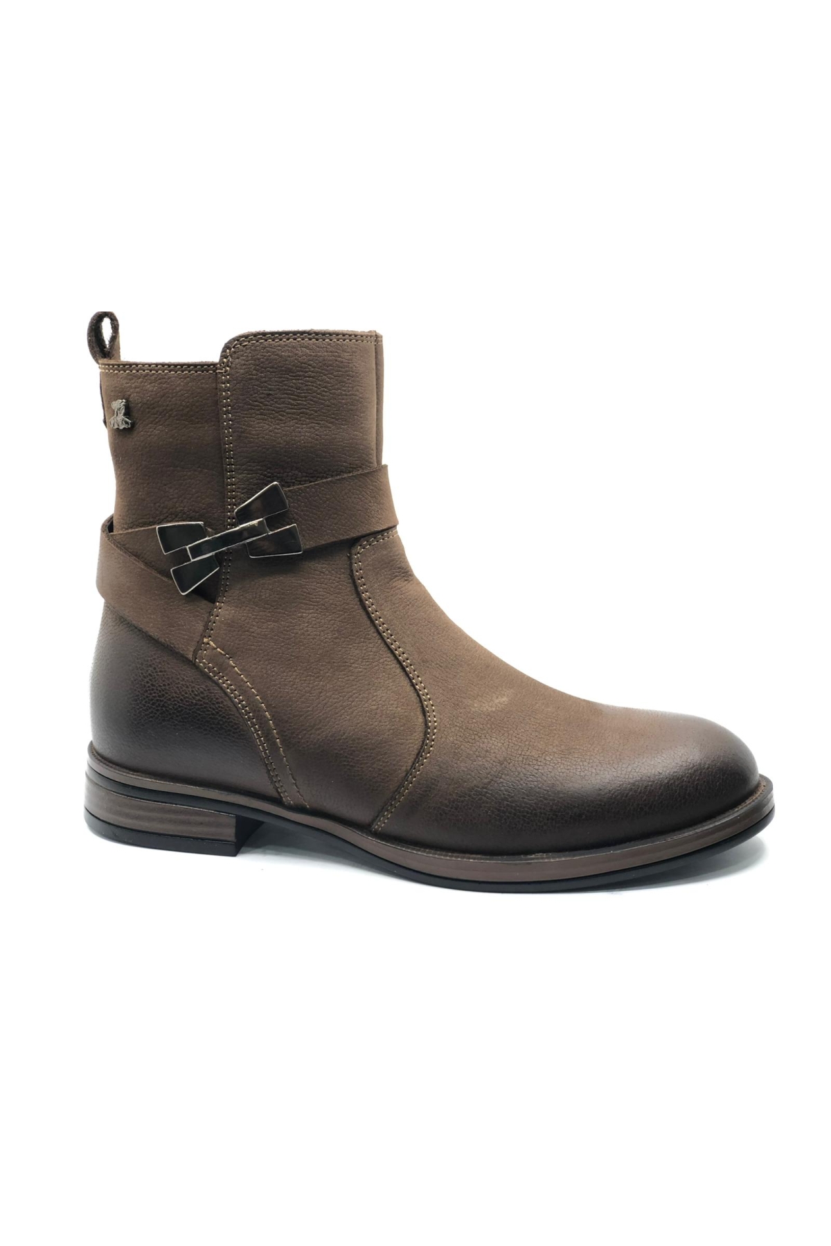 Kay Hakiki Deri Düz Kaymaz Taban Ortopedik Kadın Bot - Görsel 3