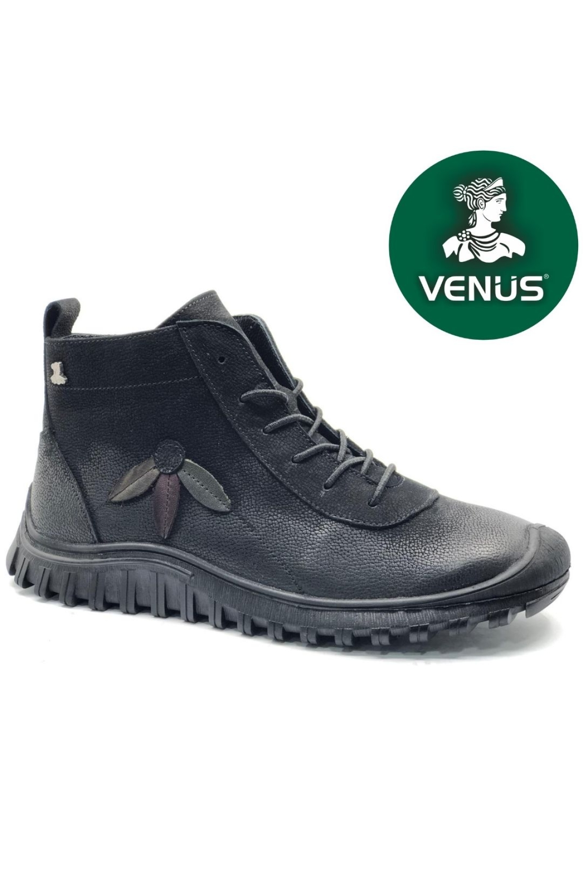 Punka Hakiki Deri Kaymaz Taban Ortopedik Kadın Bot - Görsel 3