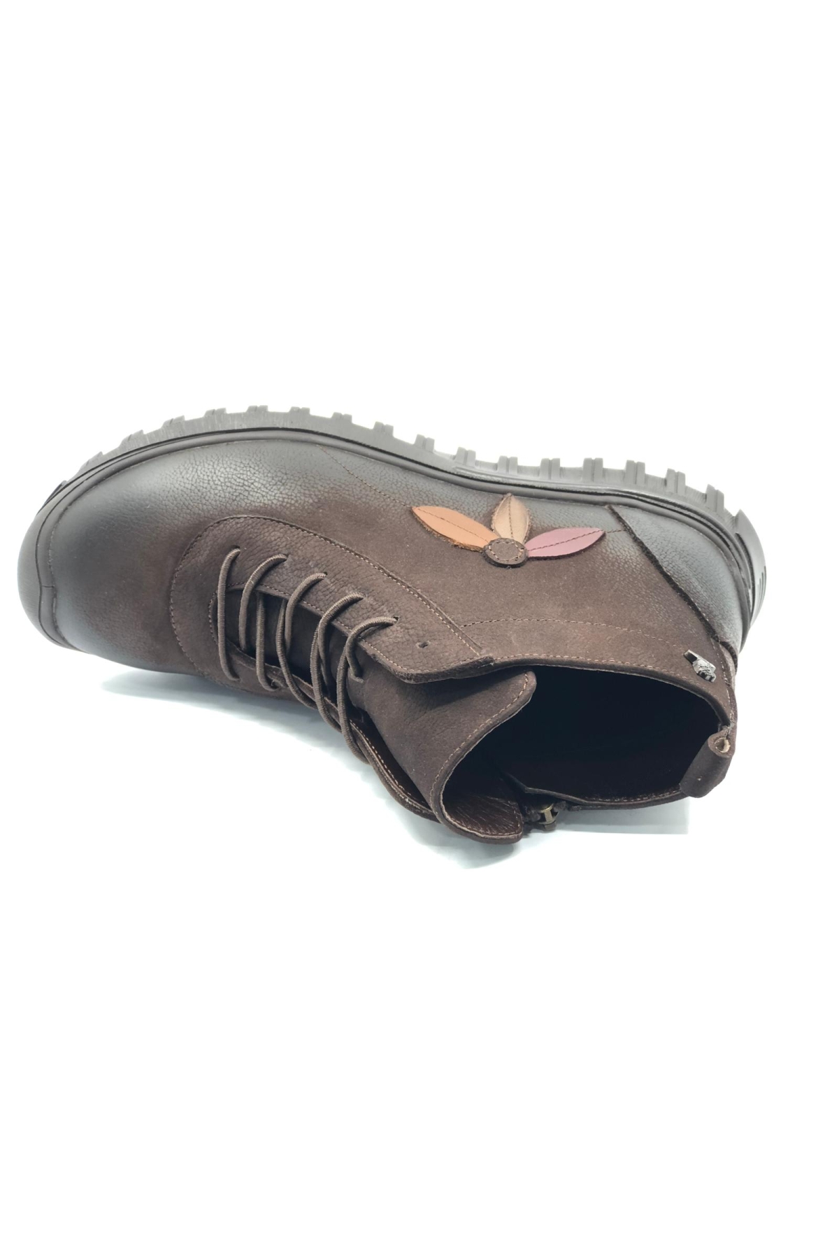 Punka Hakiki Deri Kaymaz Taban Ortopedik Kadın Bot - Görsel 6