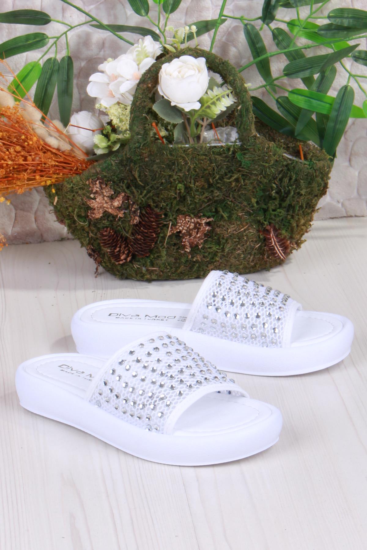 35035 Diva Com Dantel Taş Detaylı Kadın Terlik - Görsel 4